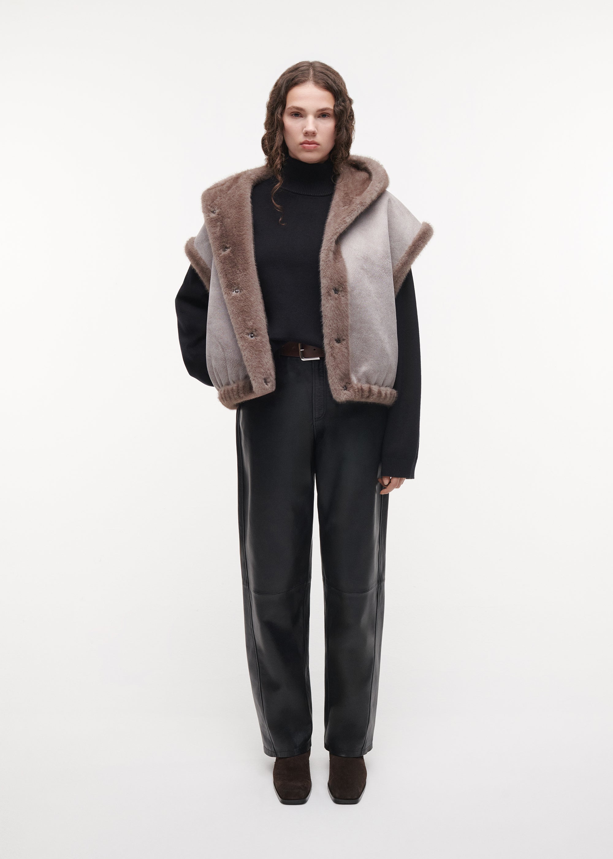 OLENA Reversible Faux Fur Gilet | Pebble
