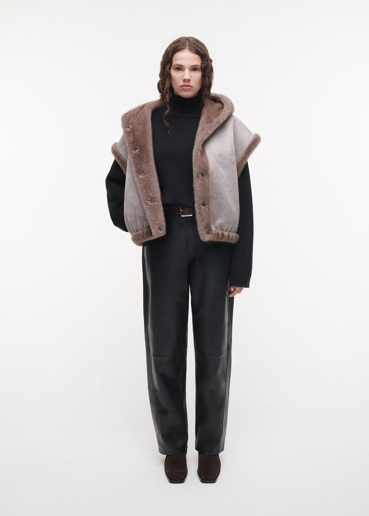 OLENA Reversible Faux Fur Gilet | Pebble