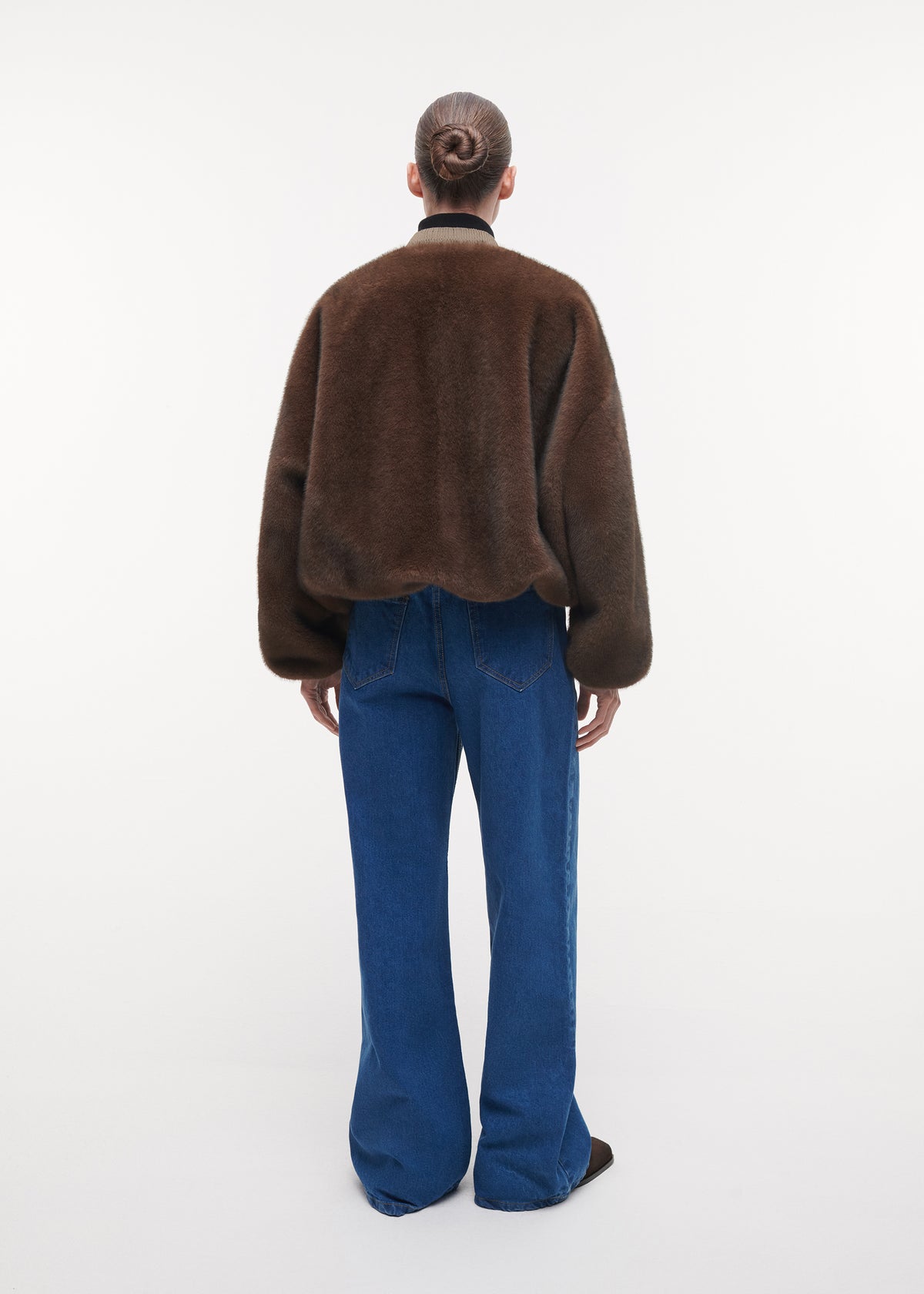 ETTA Faux Fur Bomber Jacket | Choco