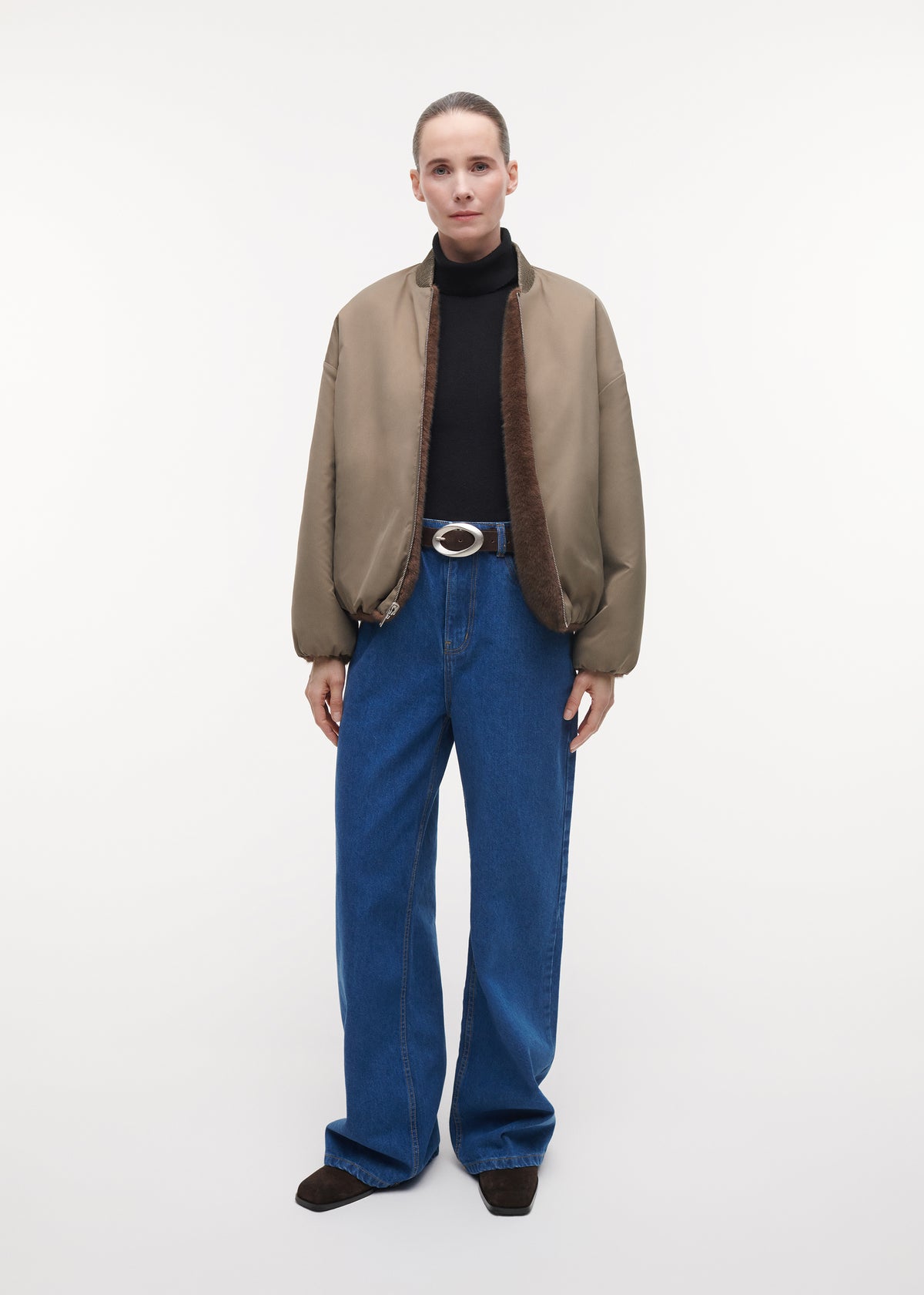 ETTA Faux Fur Bomber Jacket | Choco