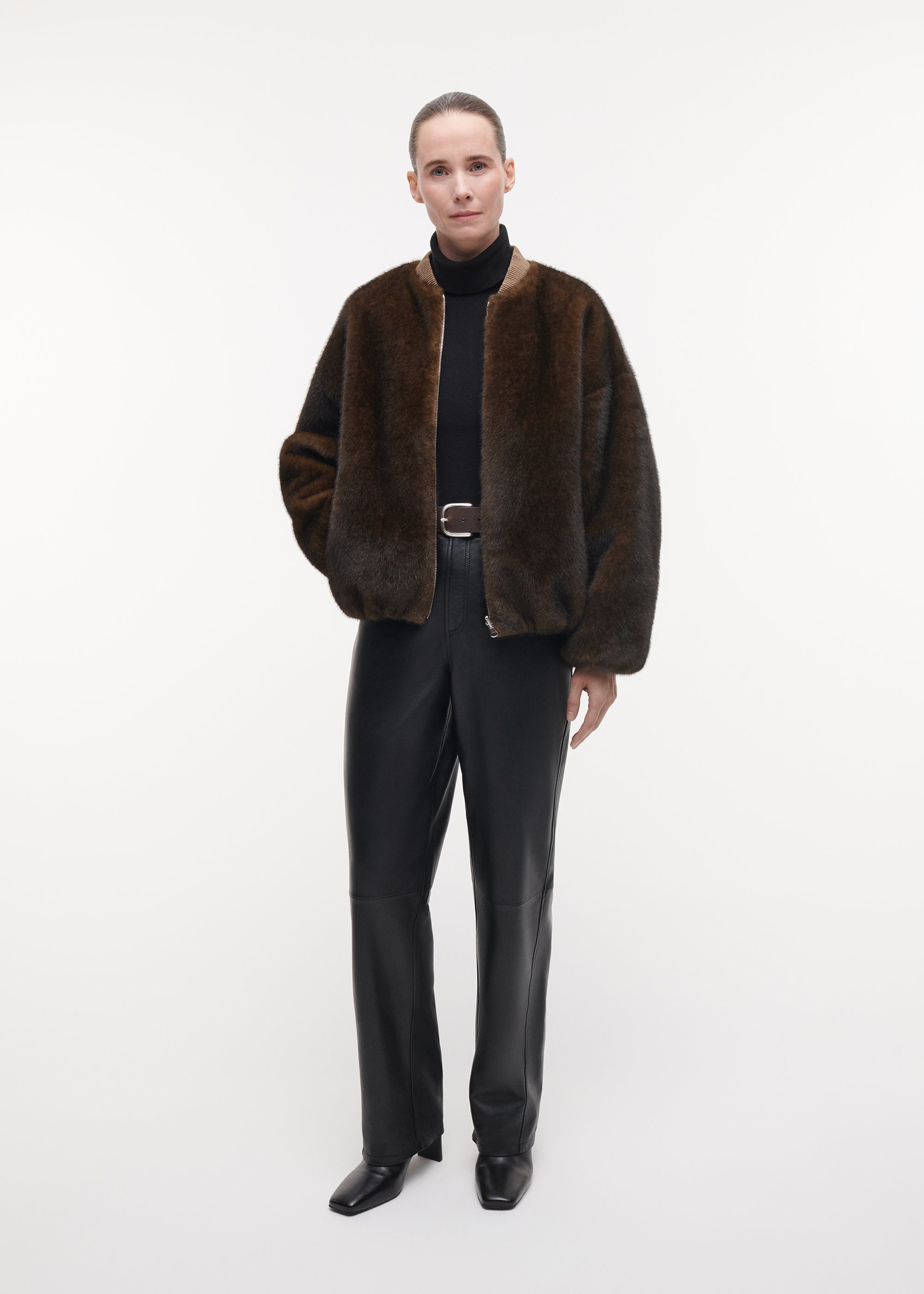 ETTA Faux Fur Bomber Jacket | Olive