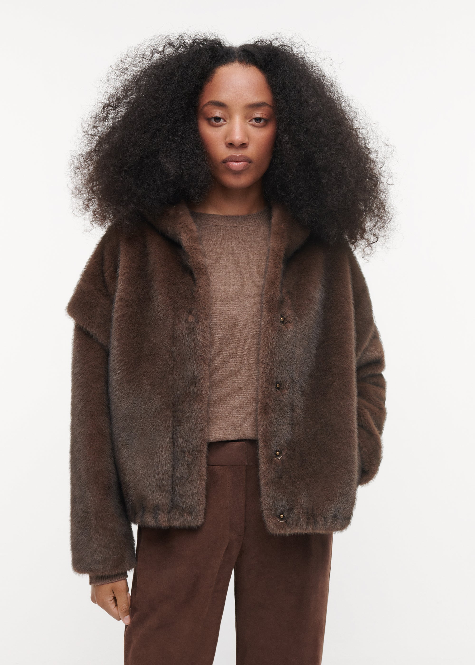 ISADEE Reversible Faux Fur Jacket | Choco