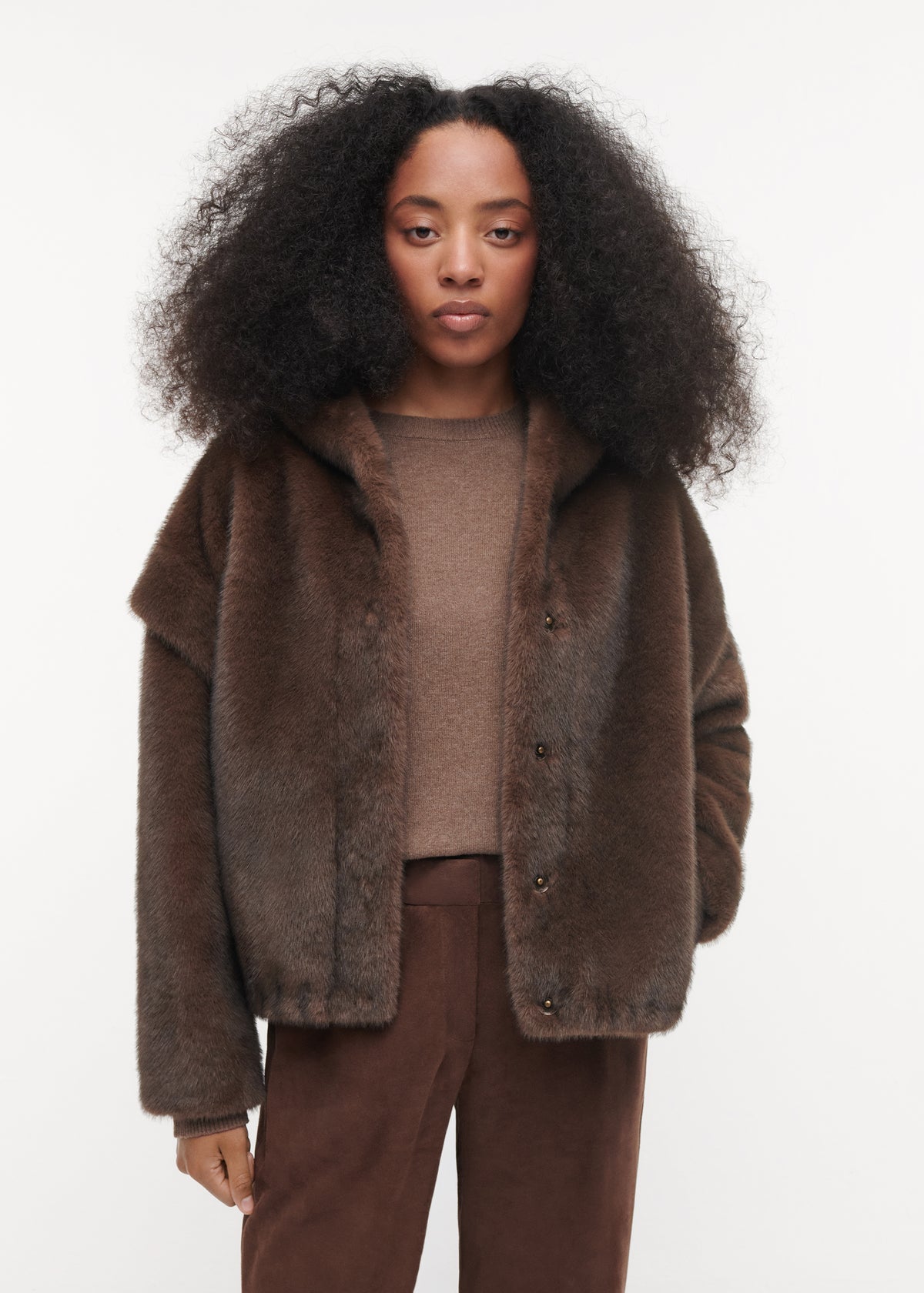 ISADEE Dubbelzijdige Faux Fur Jas | Choco