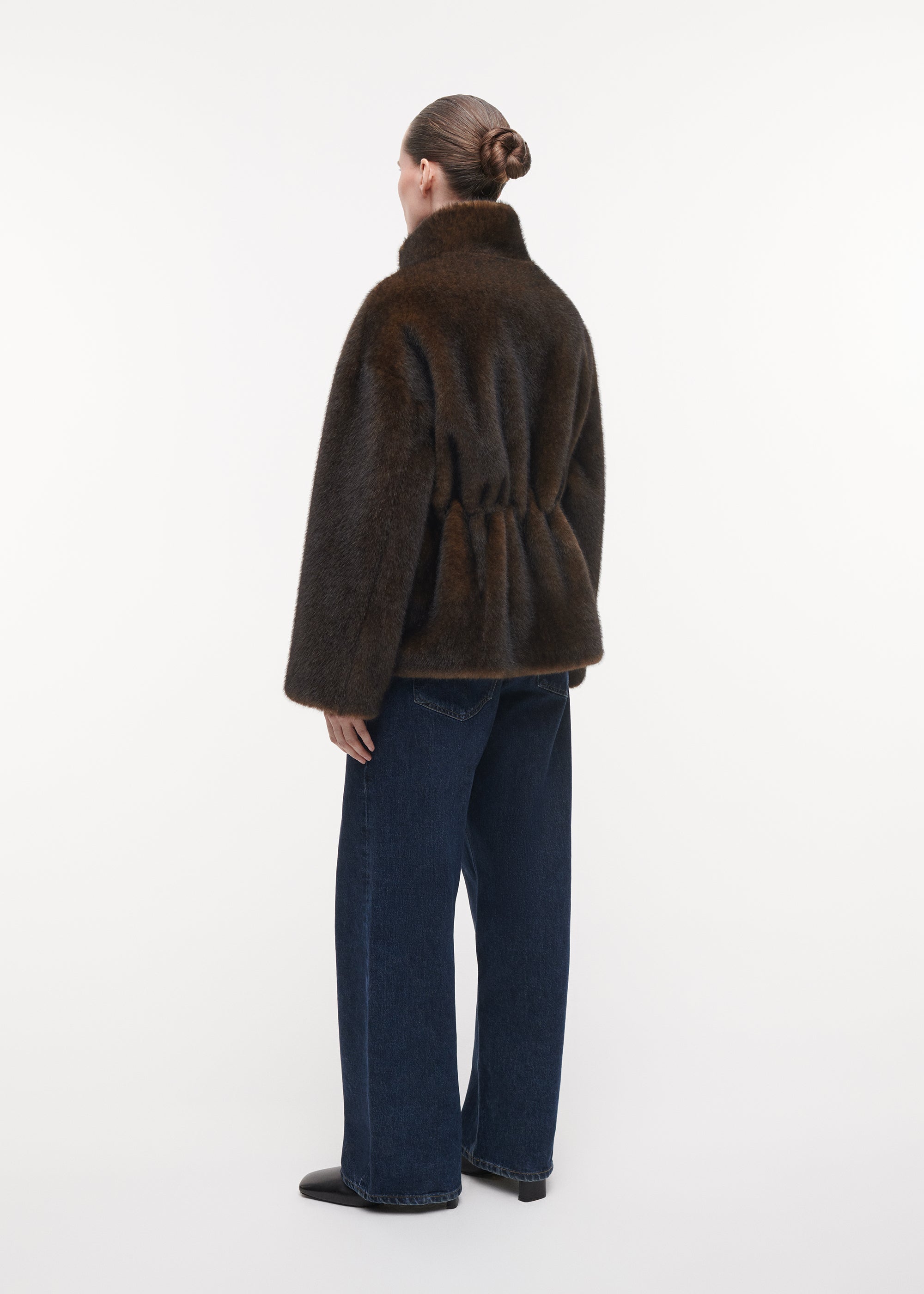 FRANKIE Cinched-Waist Faux fur Jacket | Olive