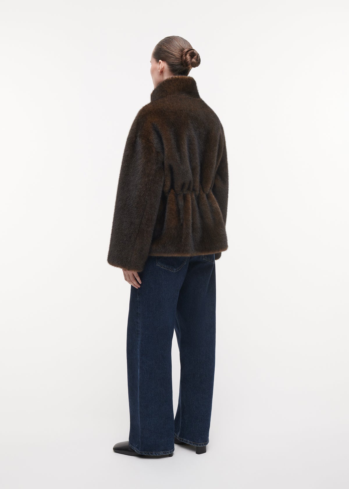 FRANKIE Cinched-Waist Faux fur Jacket | Olive