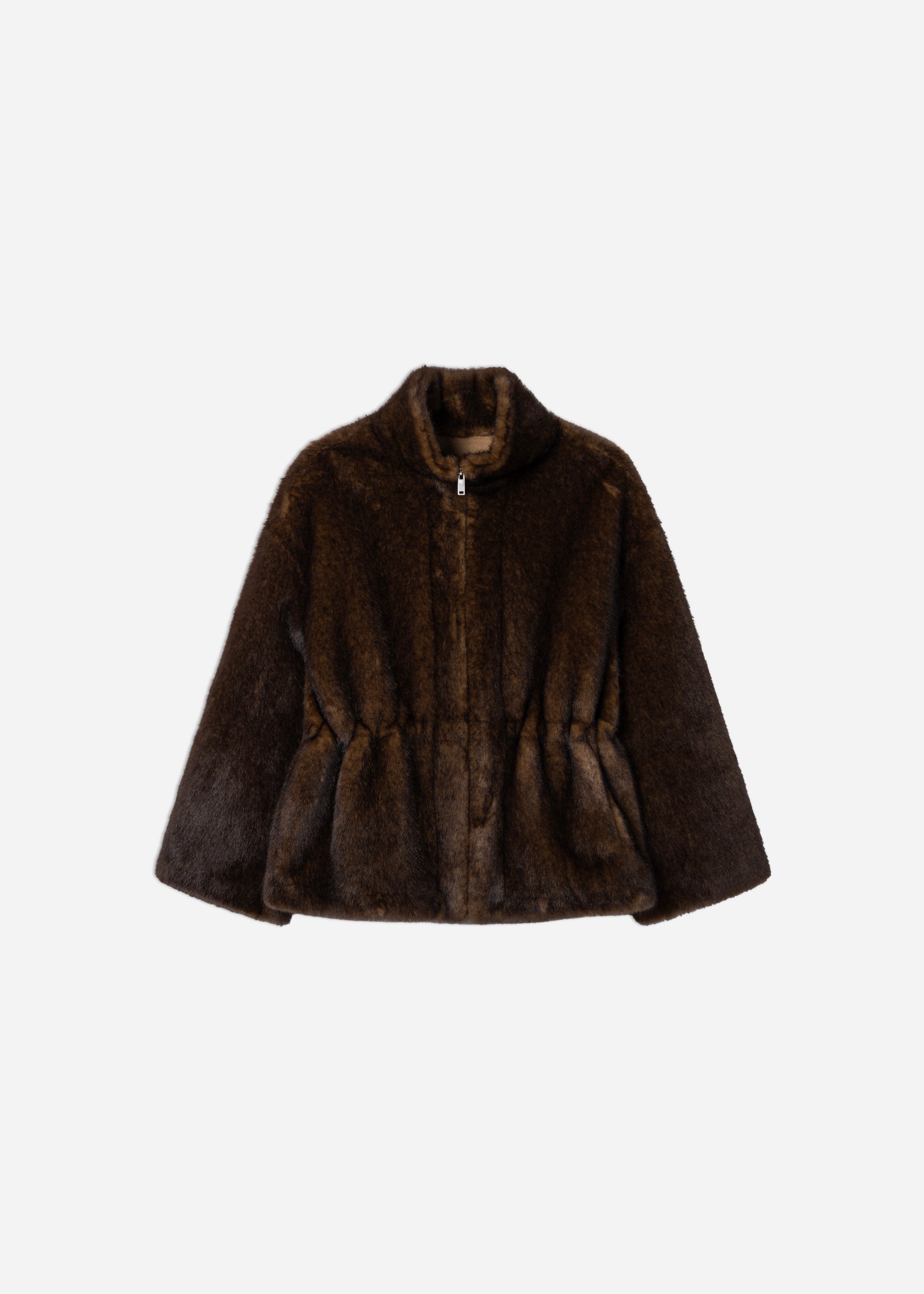 FRANKIE Cinched-Waist Faux fur Jacket | Olive