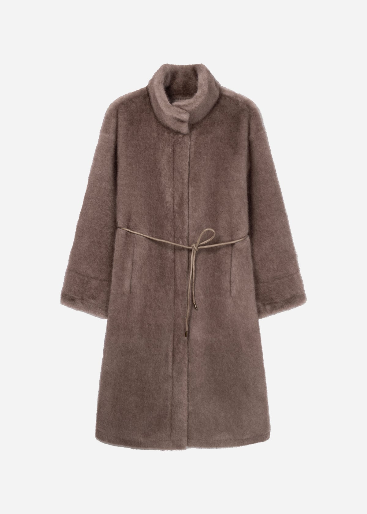 FREJA Long Faux Fur Coat | Pebble
