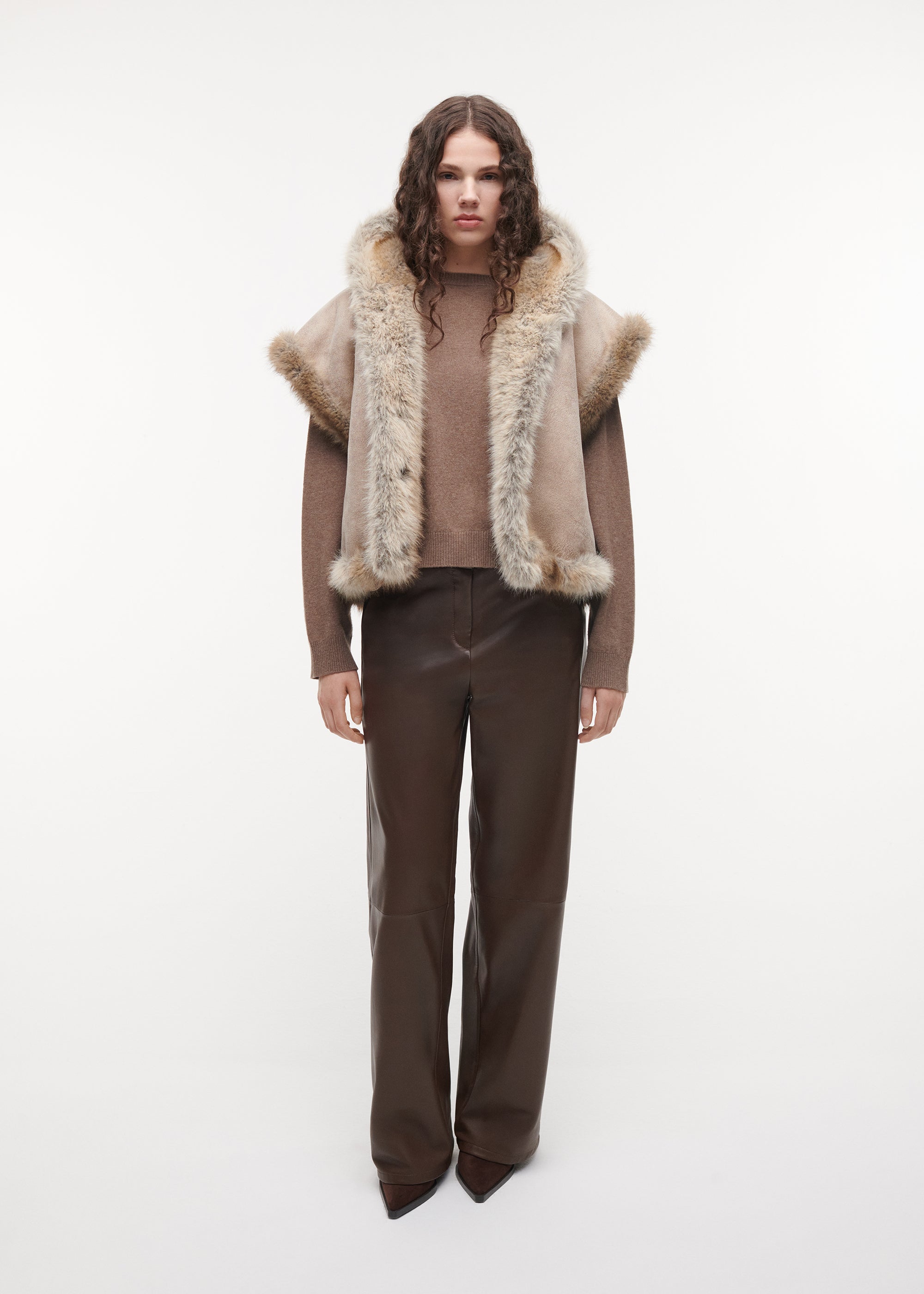 OLENA Reversible Faux Fox Gilet | Light Fox