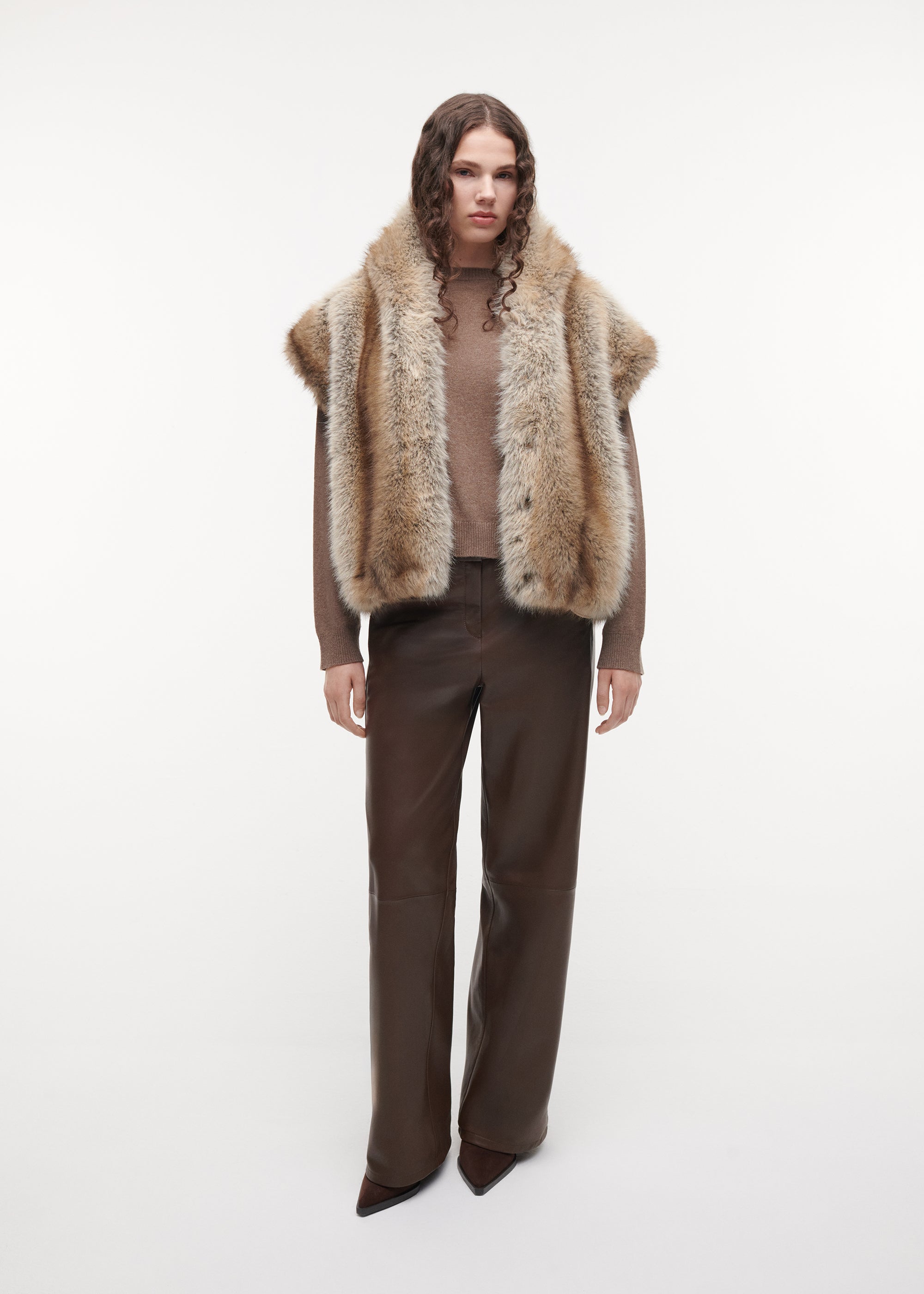 OLENA Reversible Faux Fox Gilet | Light Fox