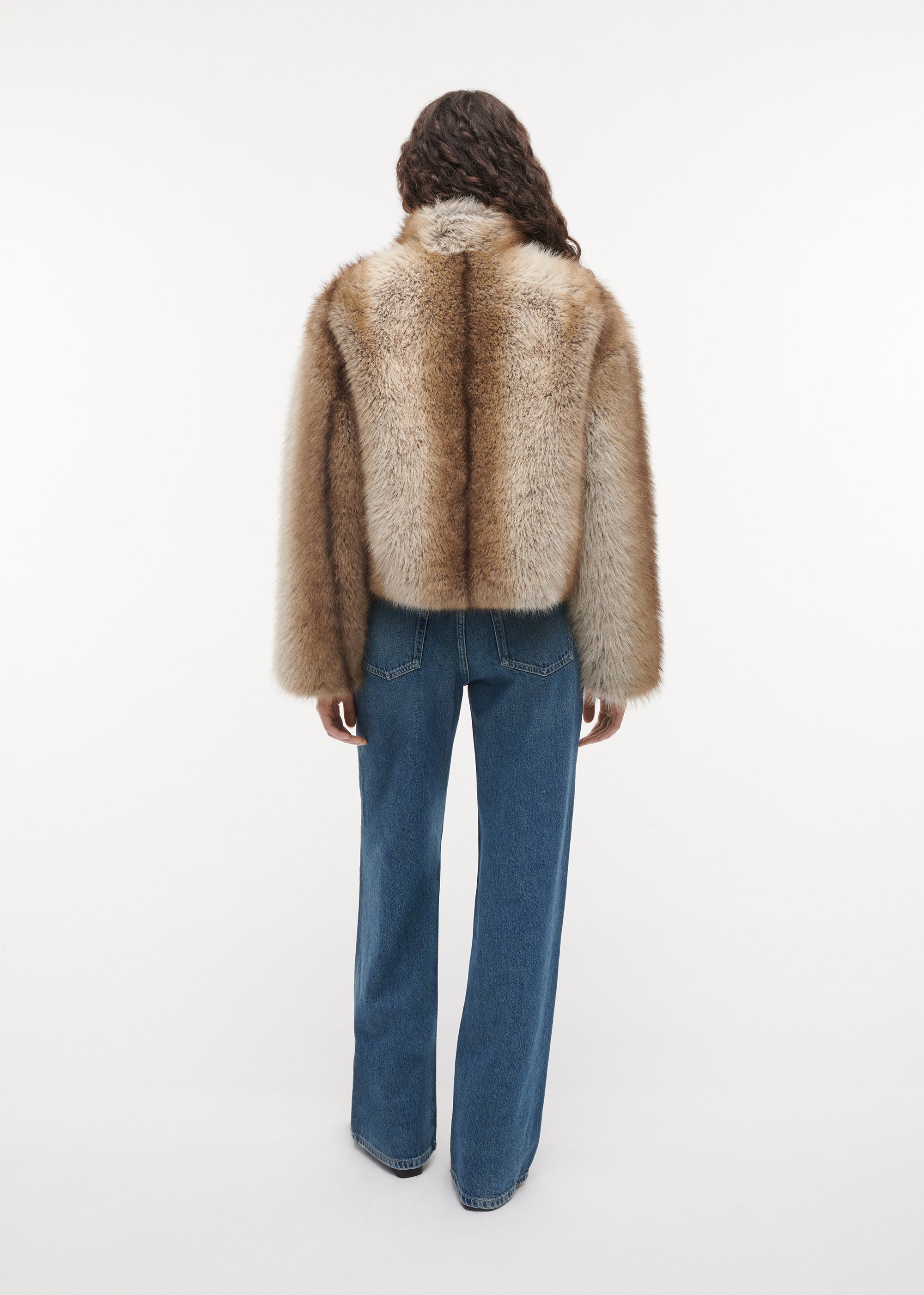 LUMI Cropped Faux Fox Jacket | Light Fox