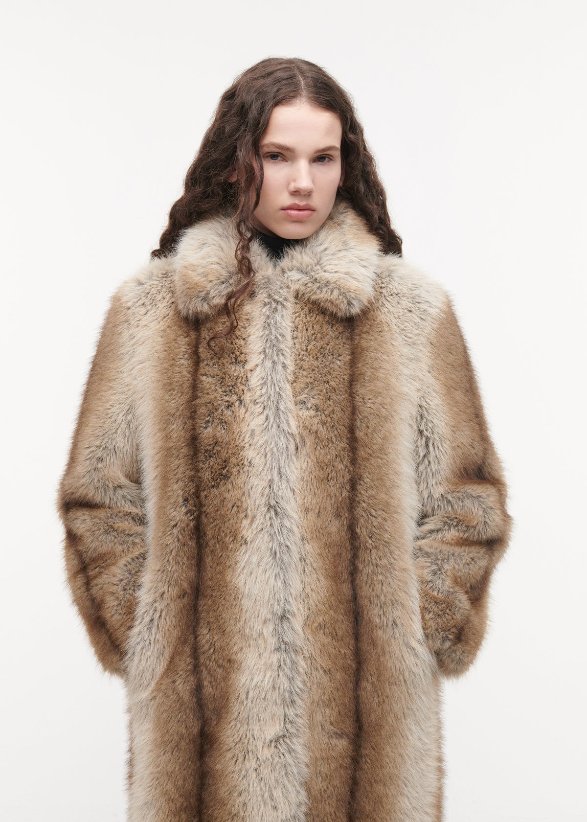 SCARLET Long Faux Fox Coat | Light Fox
