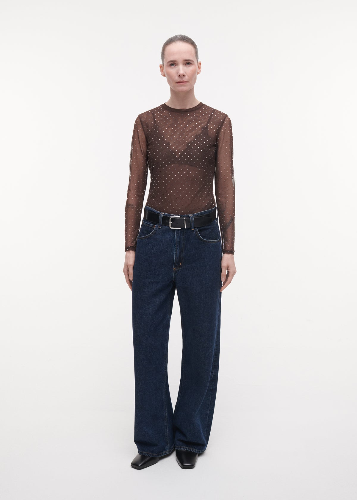 INES Glitter Top | Dark Brown