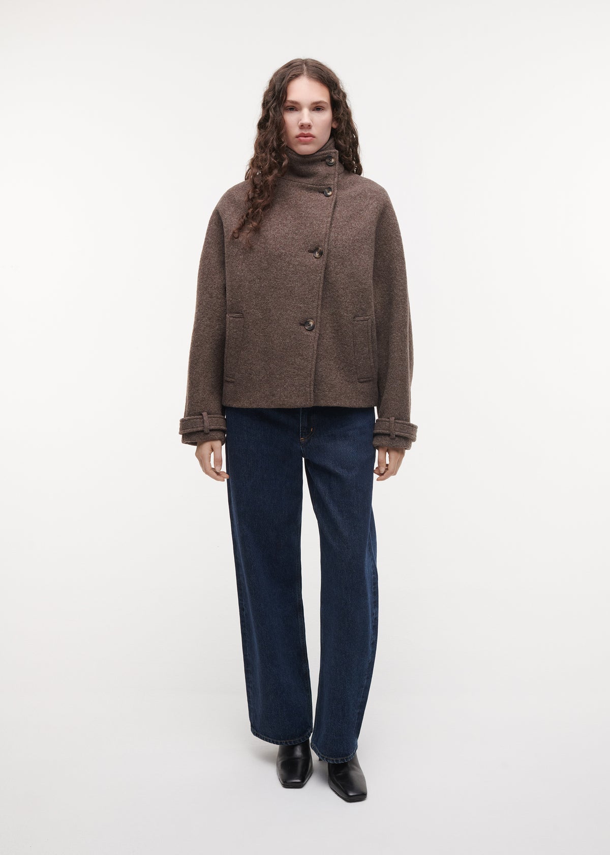KAE Funnel Neck Wool Jacket | Pebble