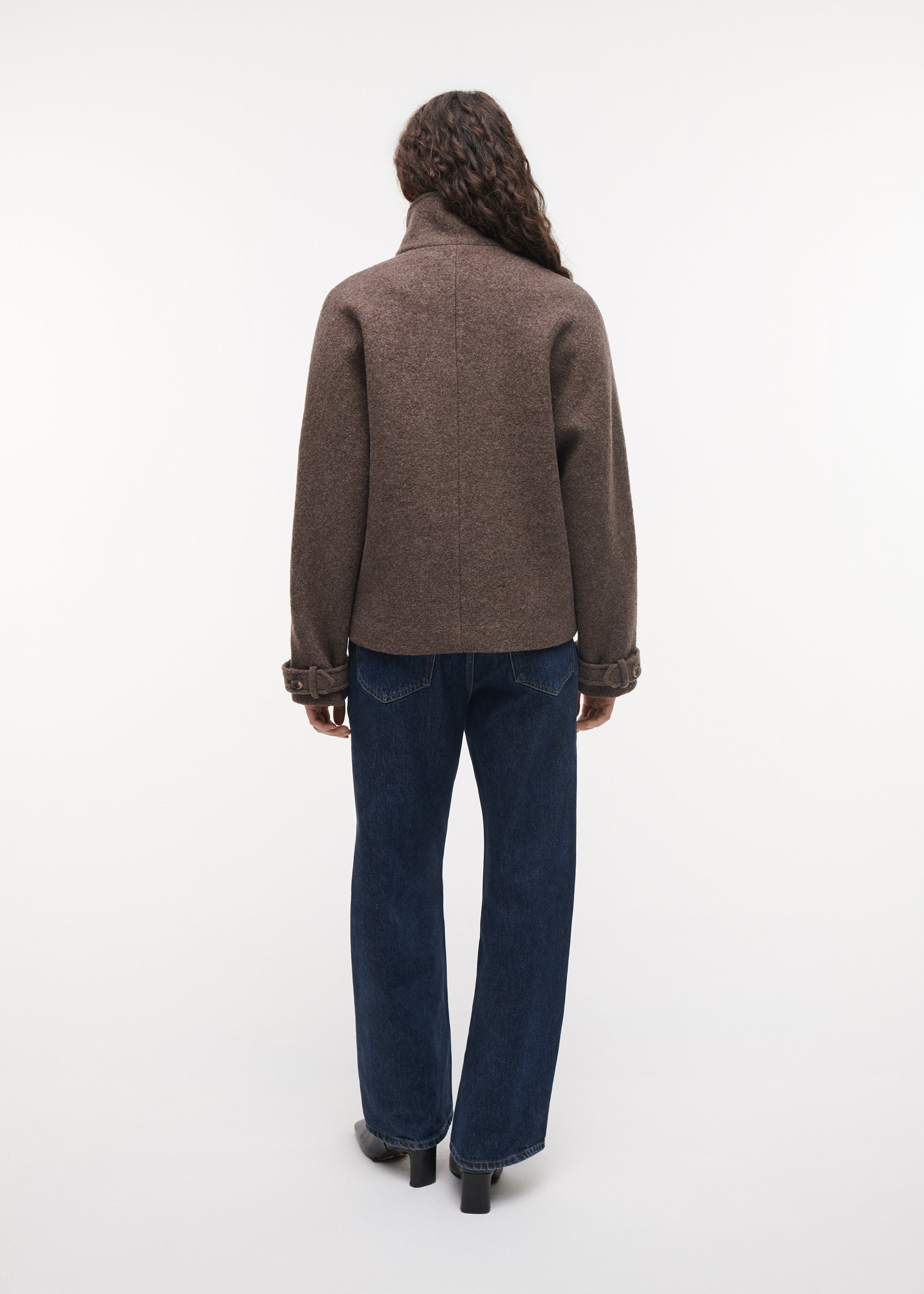 KAE Funnel Neck Wool Jacket | Pebble