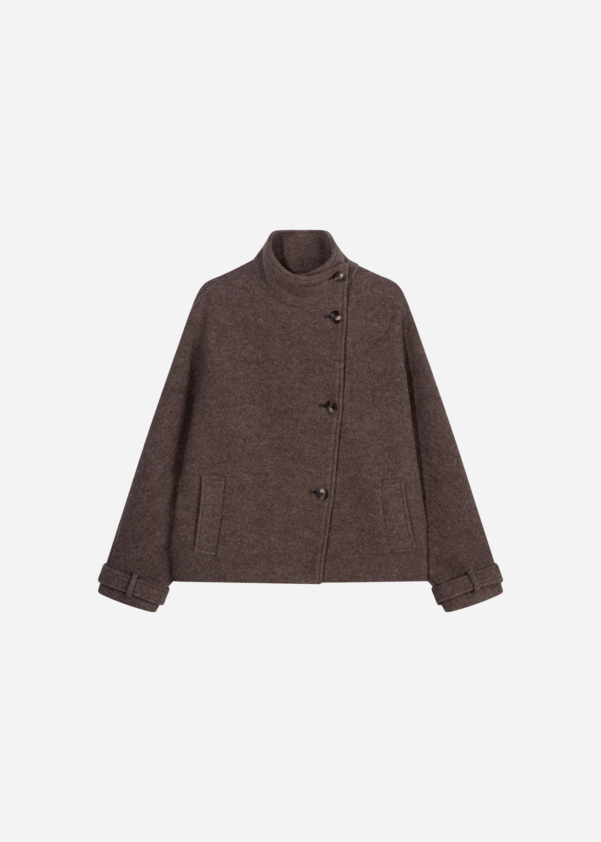 KAE Funnel Neck Wool Jacket | Pebble
