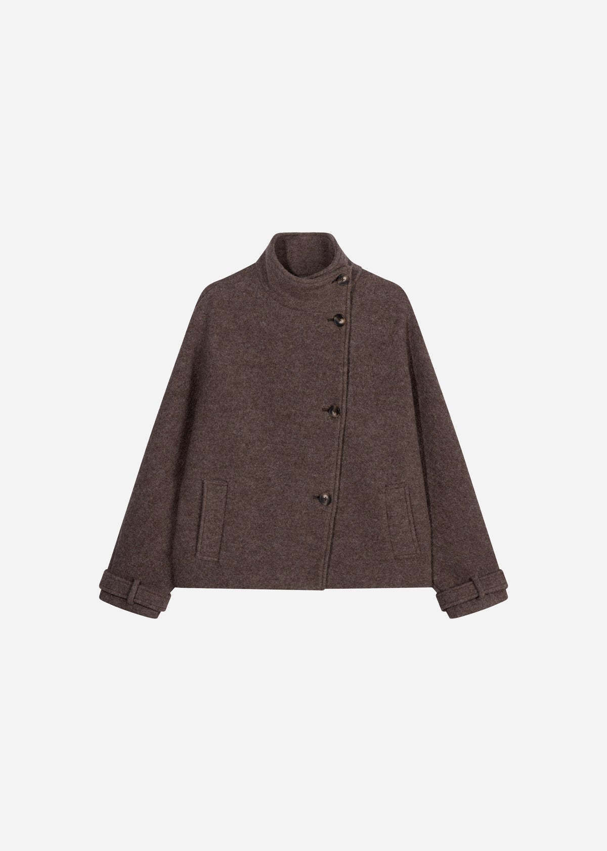 KAE Funnel Neck Wool Jacket | Pebble