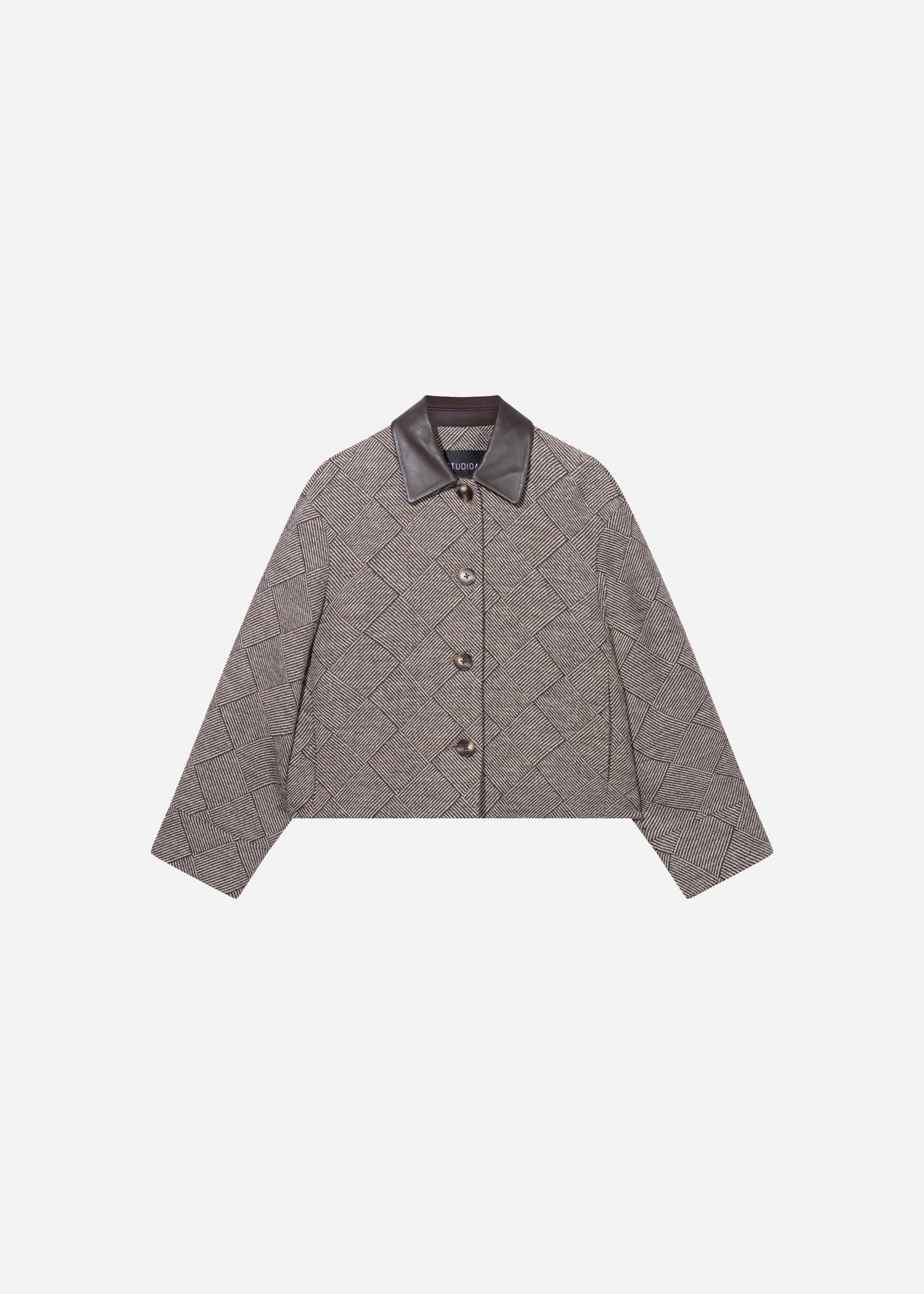 NICOLINA Tweed Wool Jacket | Dark Brown Print