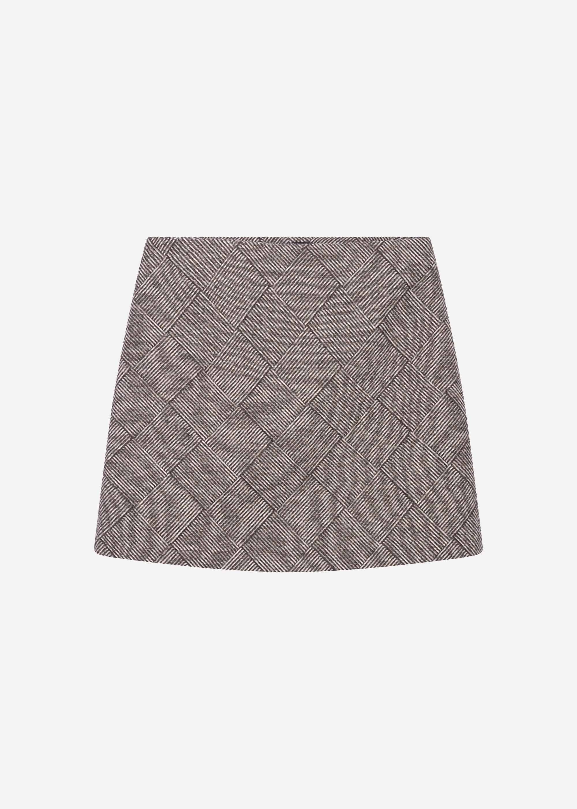 LILIANA Tweed Wool Mini Skirt | Dark Brown Print