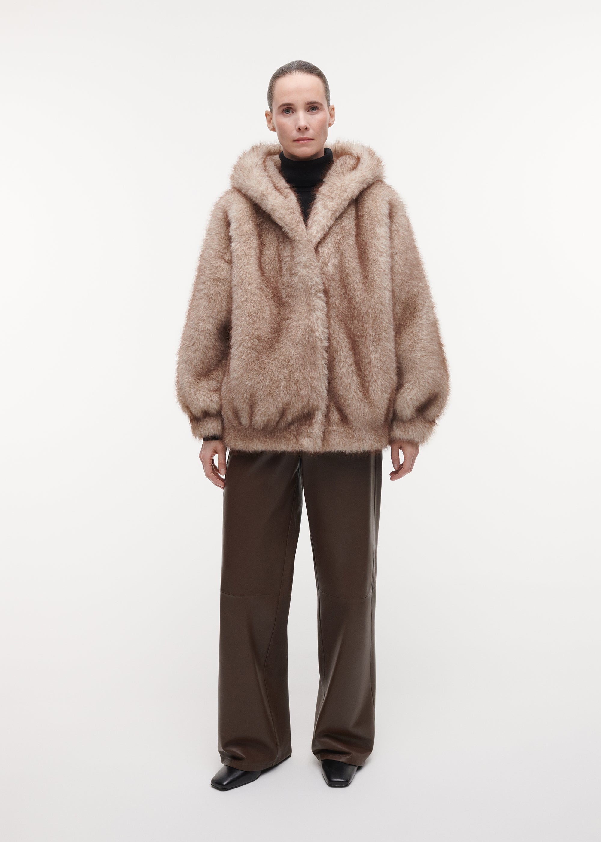 HAILEY Long Faux Fur Jas | Beige