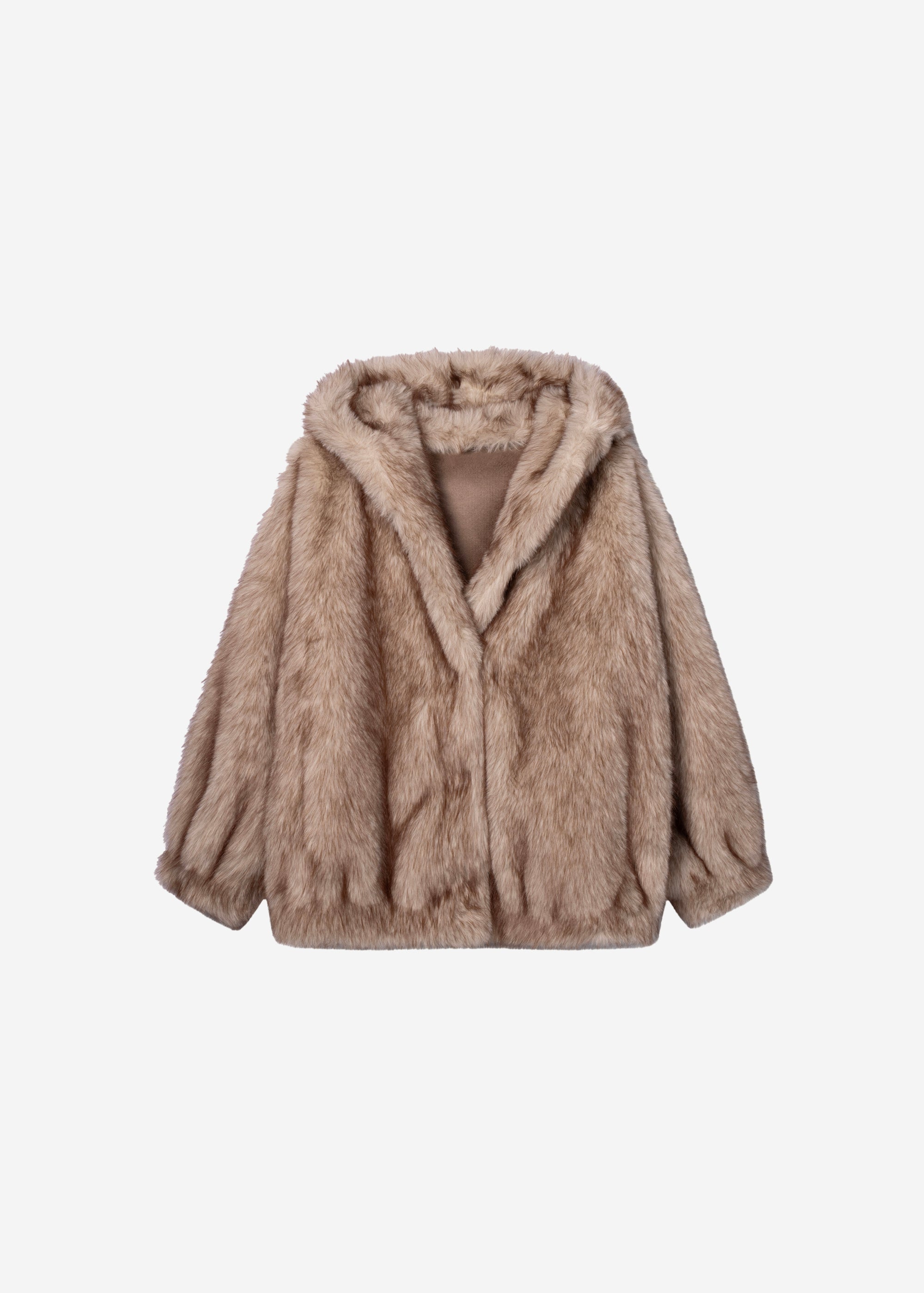 HAILEY Long Faux Fur Jas | Beige