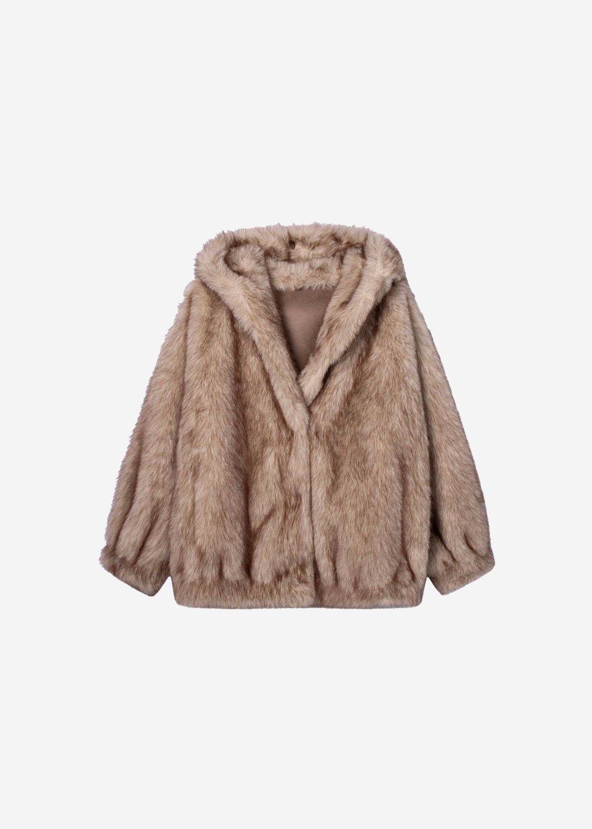 HAILEY Long Faux Fur Jacke | Beige