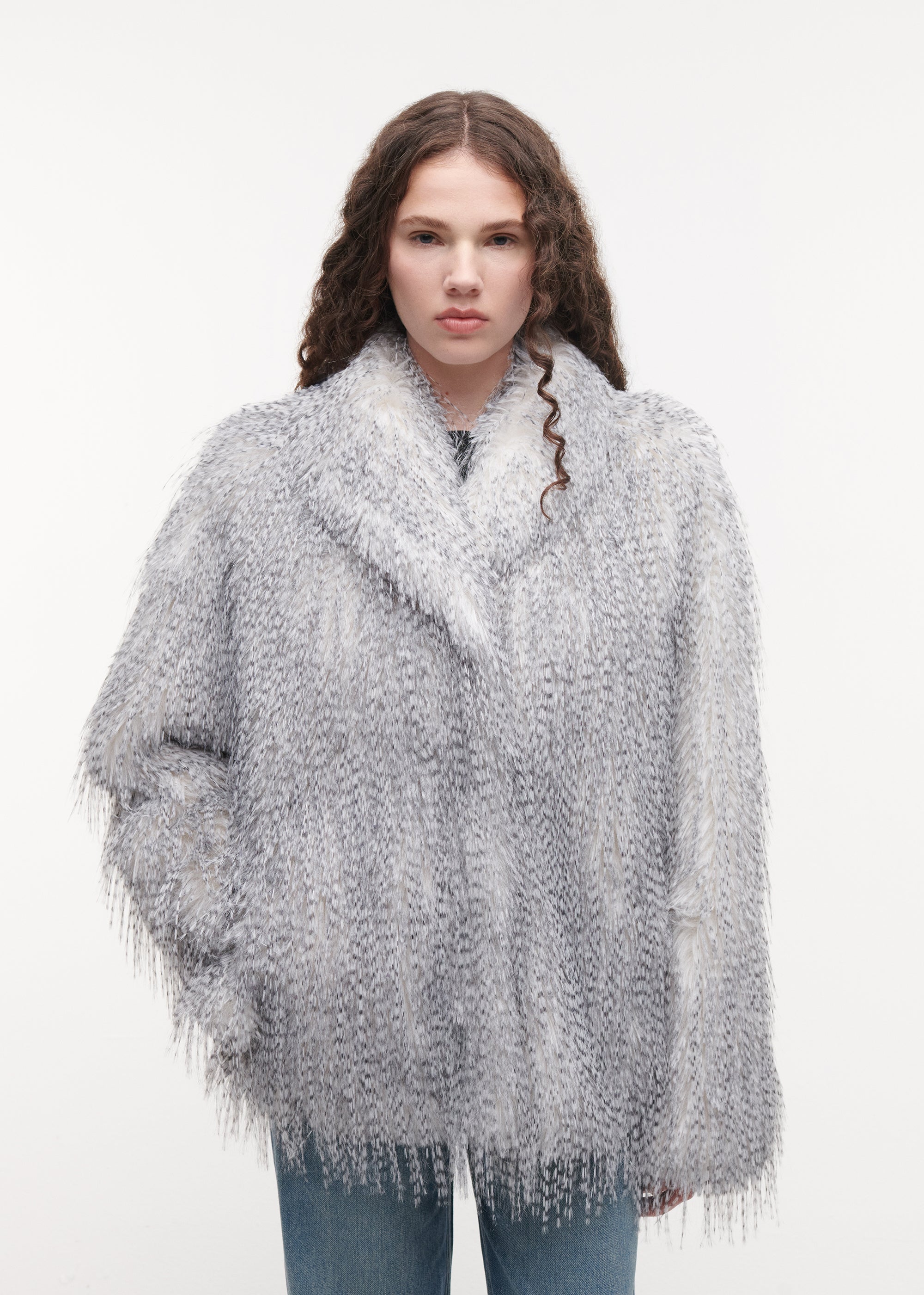 MILA Faux Fur Jacket | Blue Grey