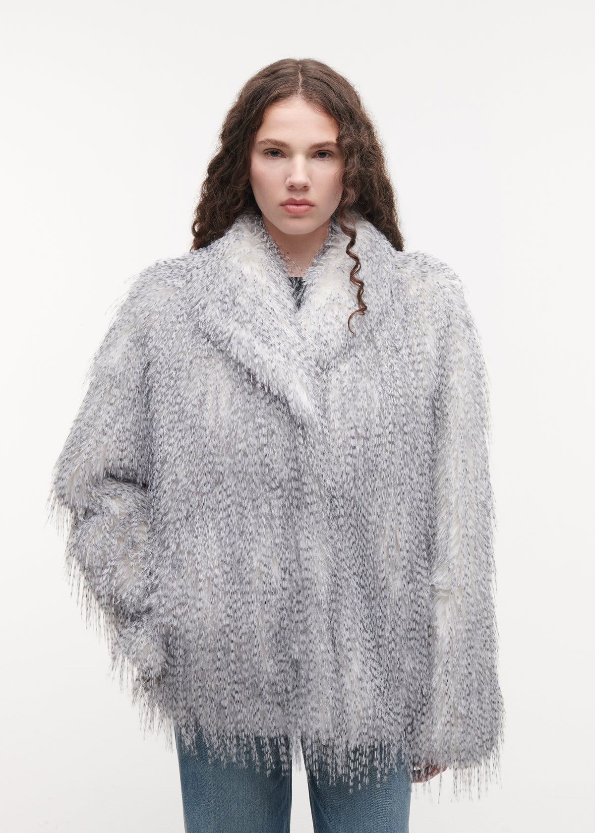 MILA Faux Fur Jas | Blue Grey
