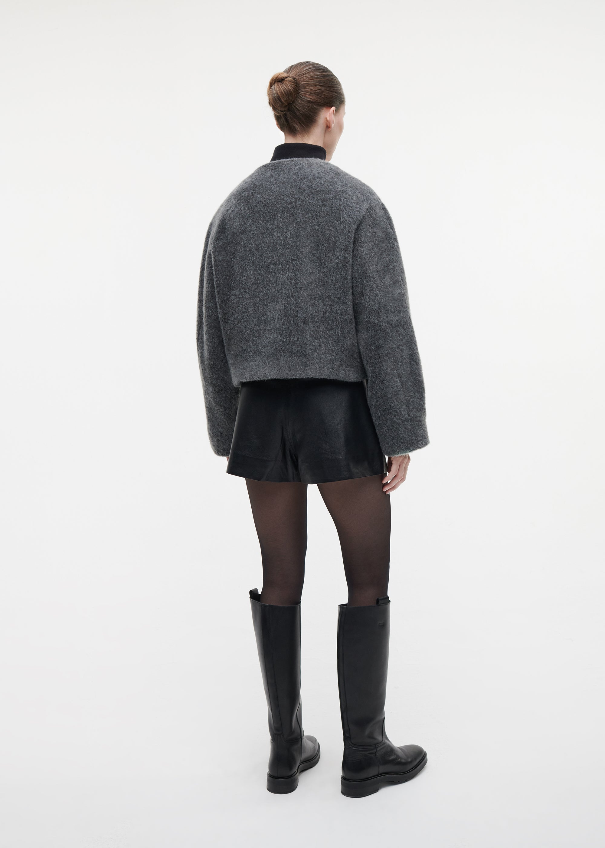 CELESTE Faux Mohair Bomber Jacket