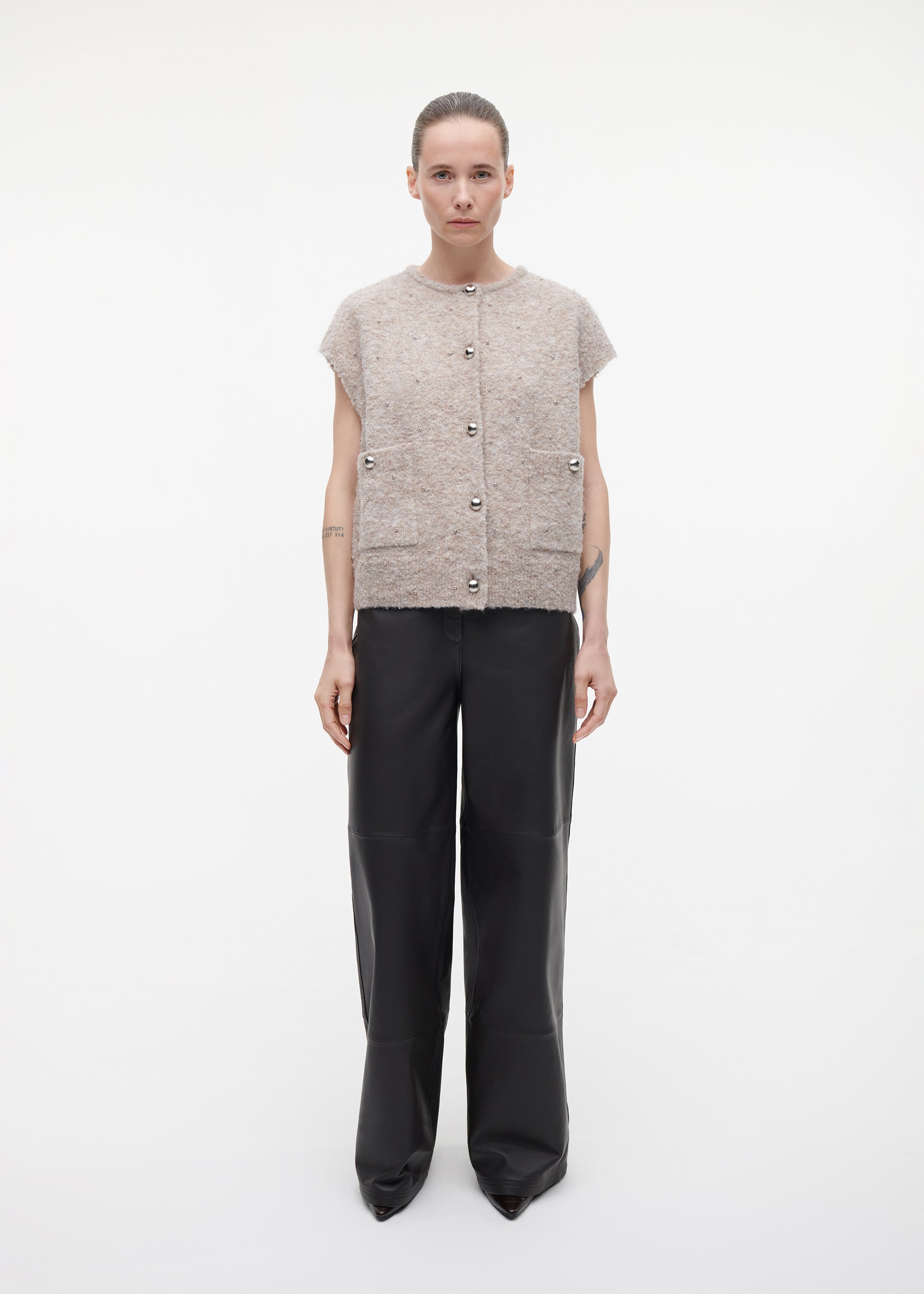 IDONY Knitted Bouclé Gilet