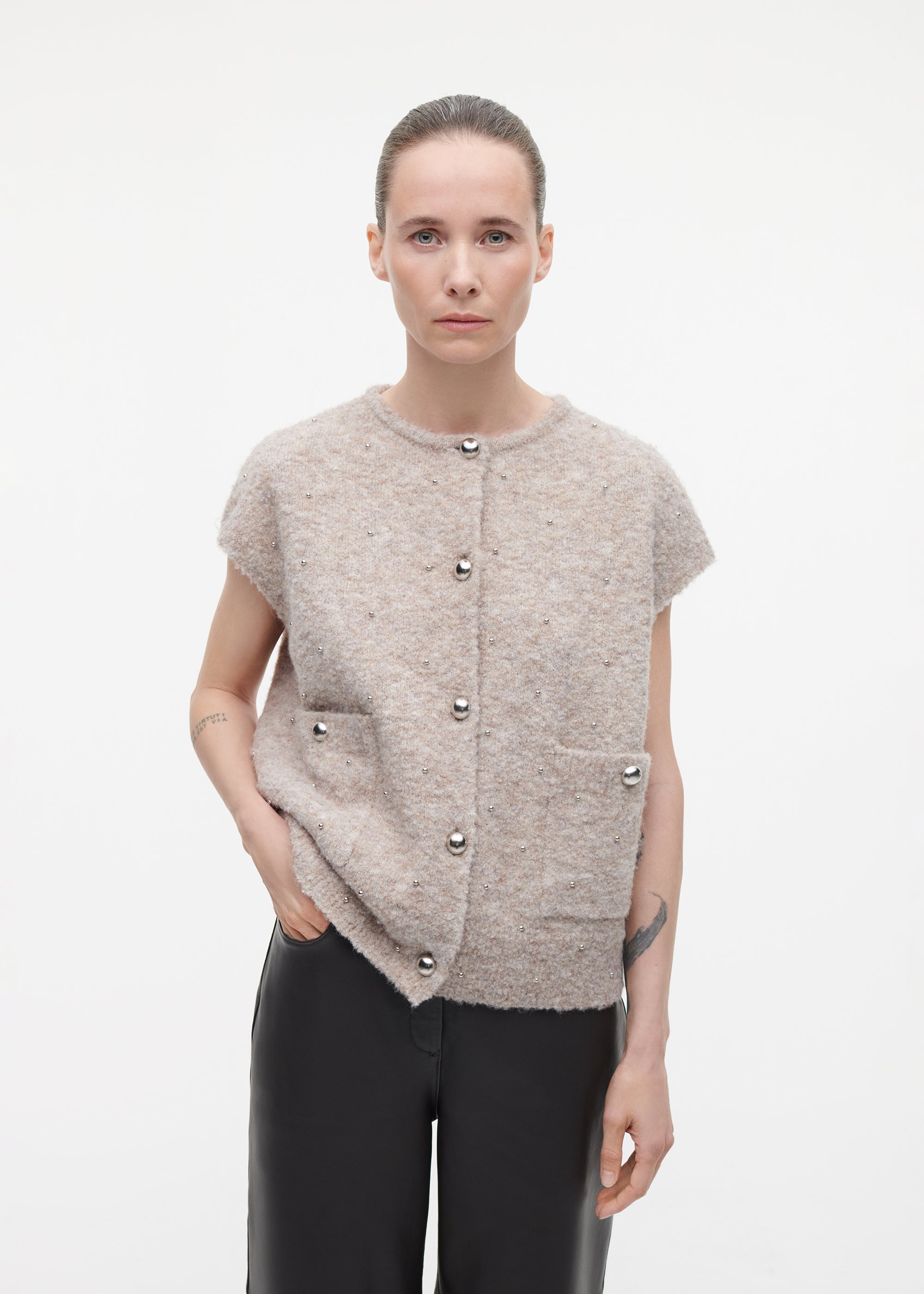 IDONY Knitted Bouclé Gilet