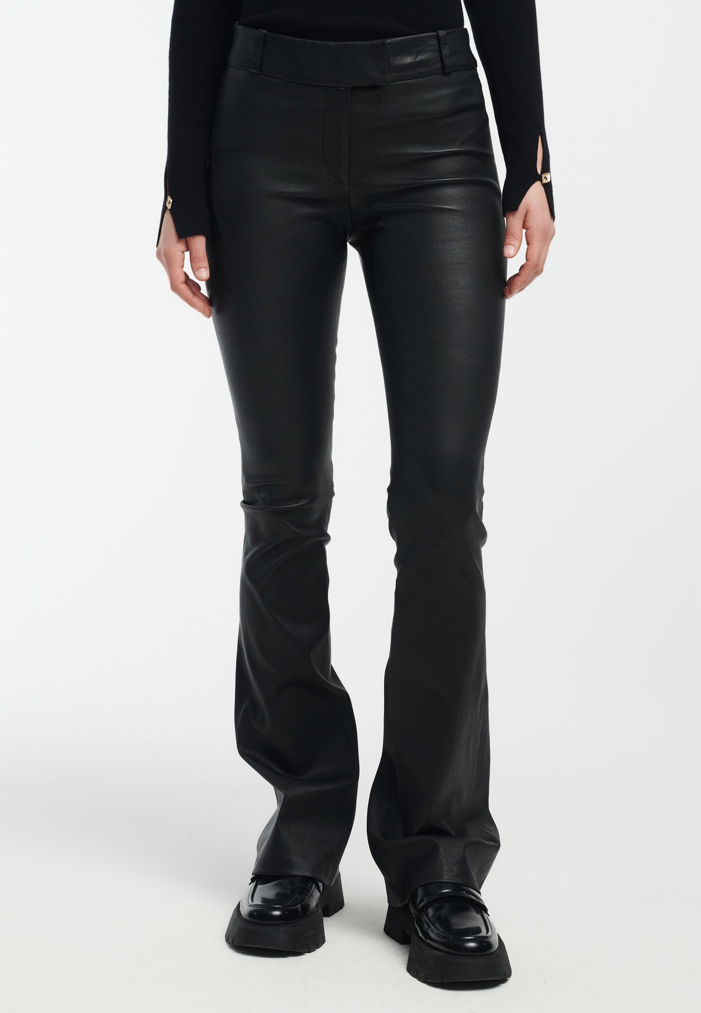 JAELA Leather Flared Trousers