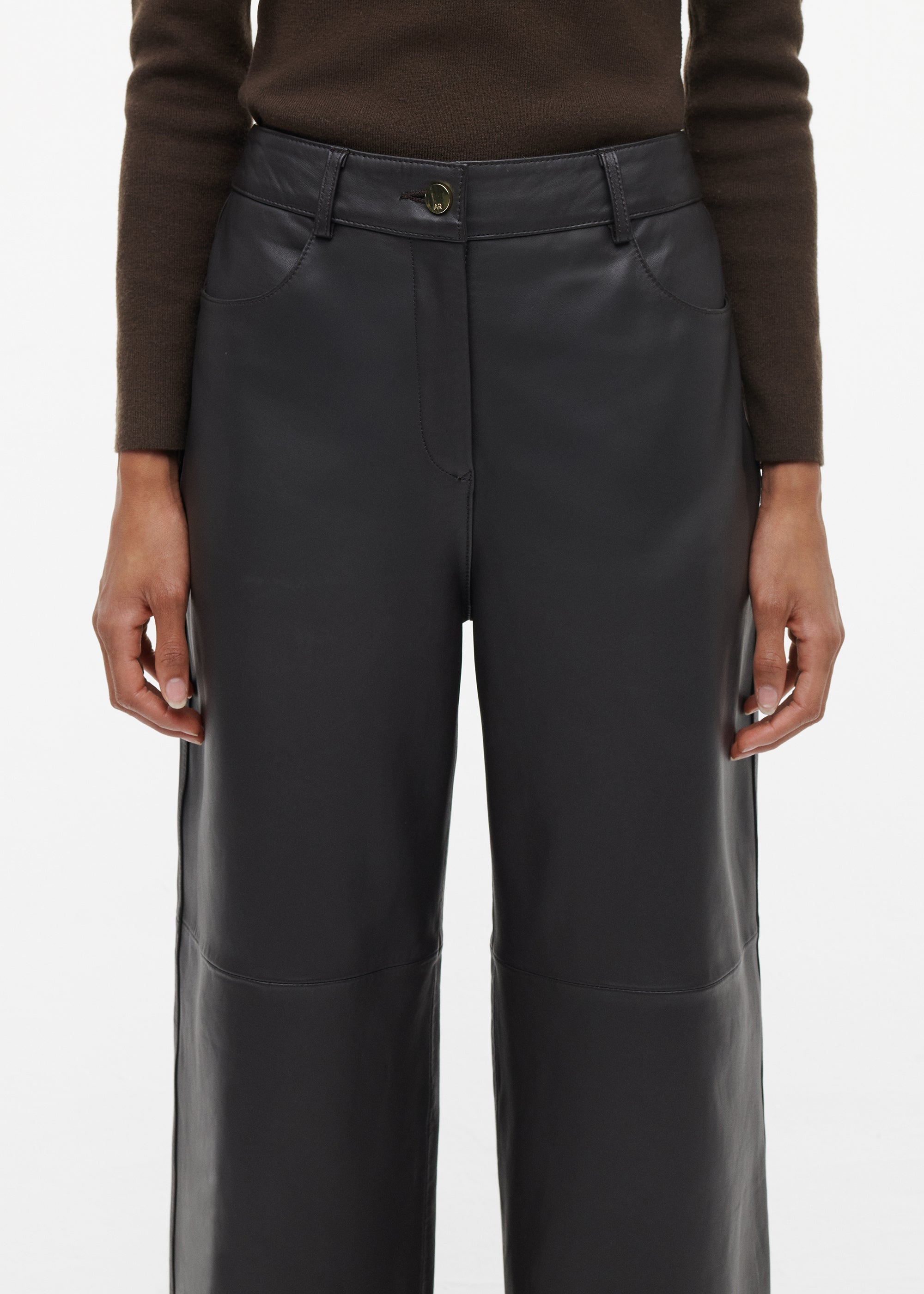 TESS Leather Wide Leg Trousers