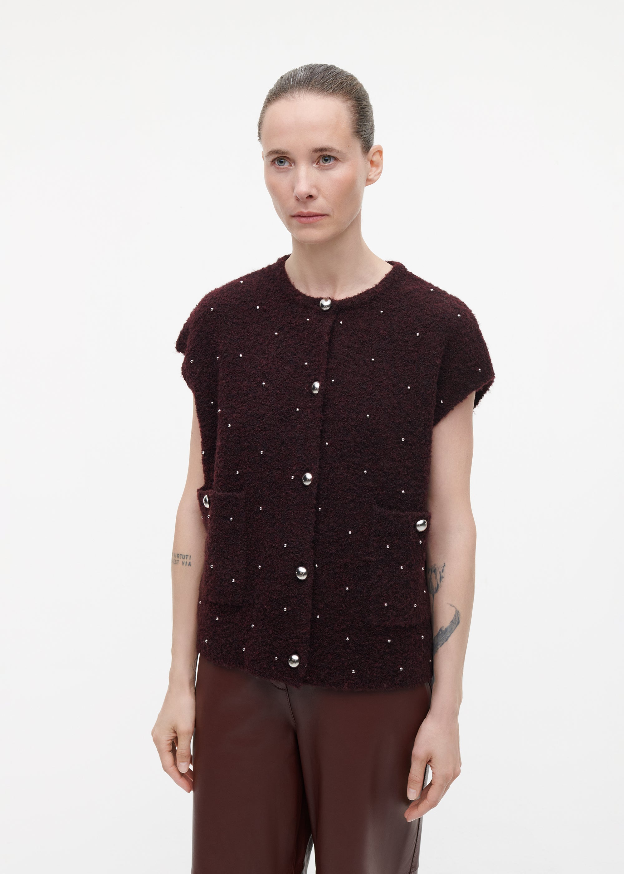 IDONY Knitted Bouclé Gilet