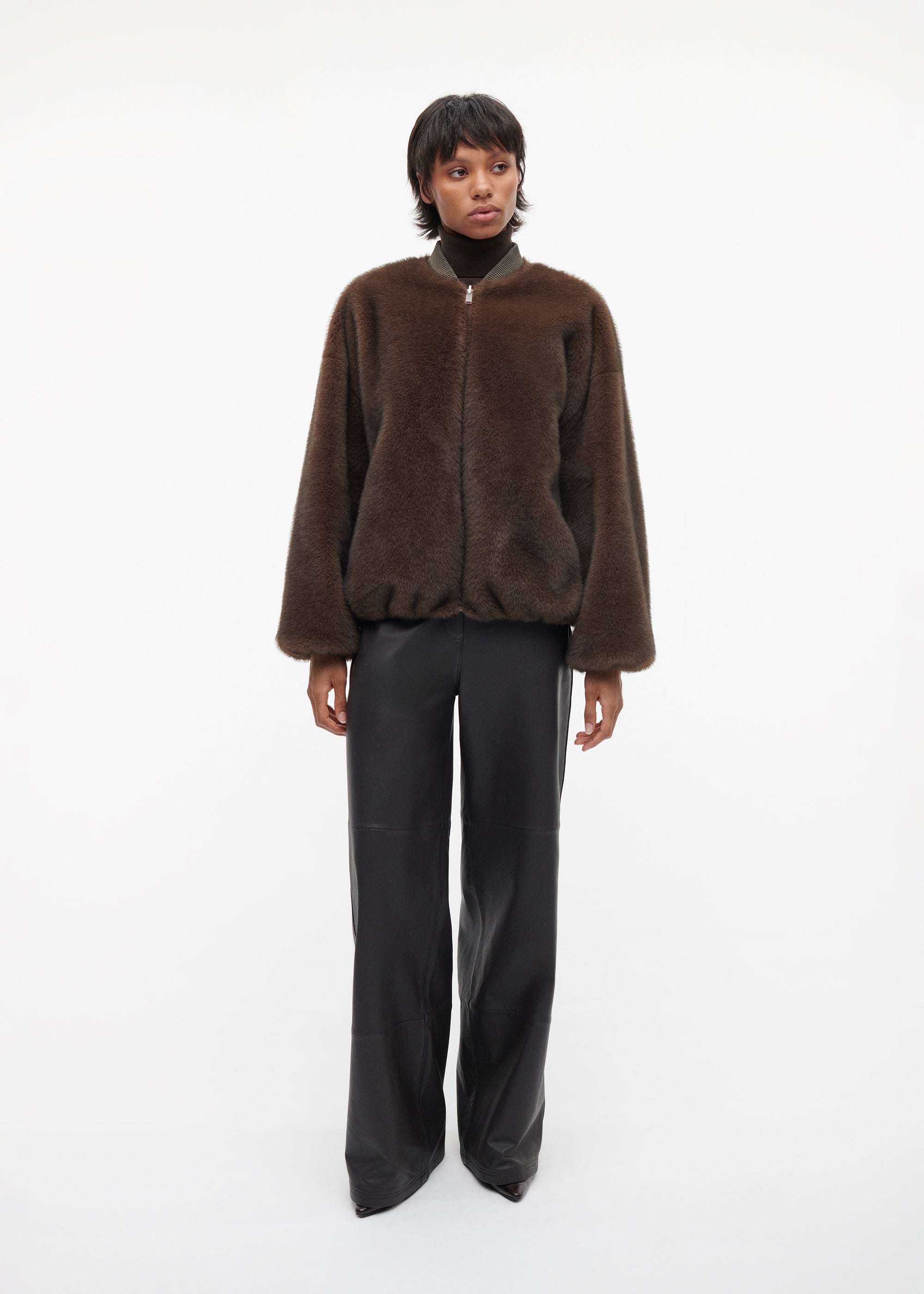 ETTA Faux Fur Bomber Jacket