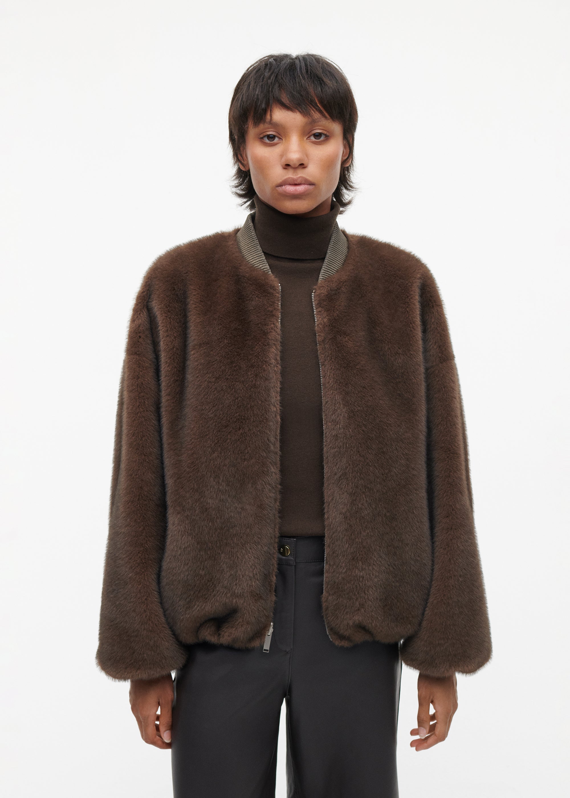 ETTA Faux Fur Bomber Jacket