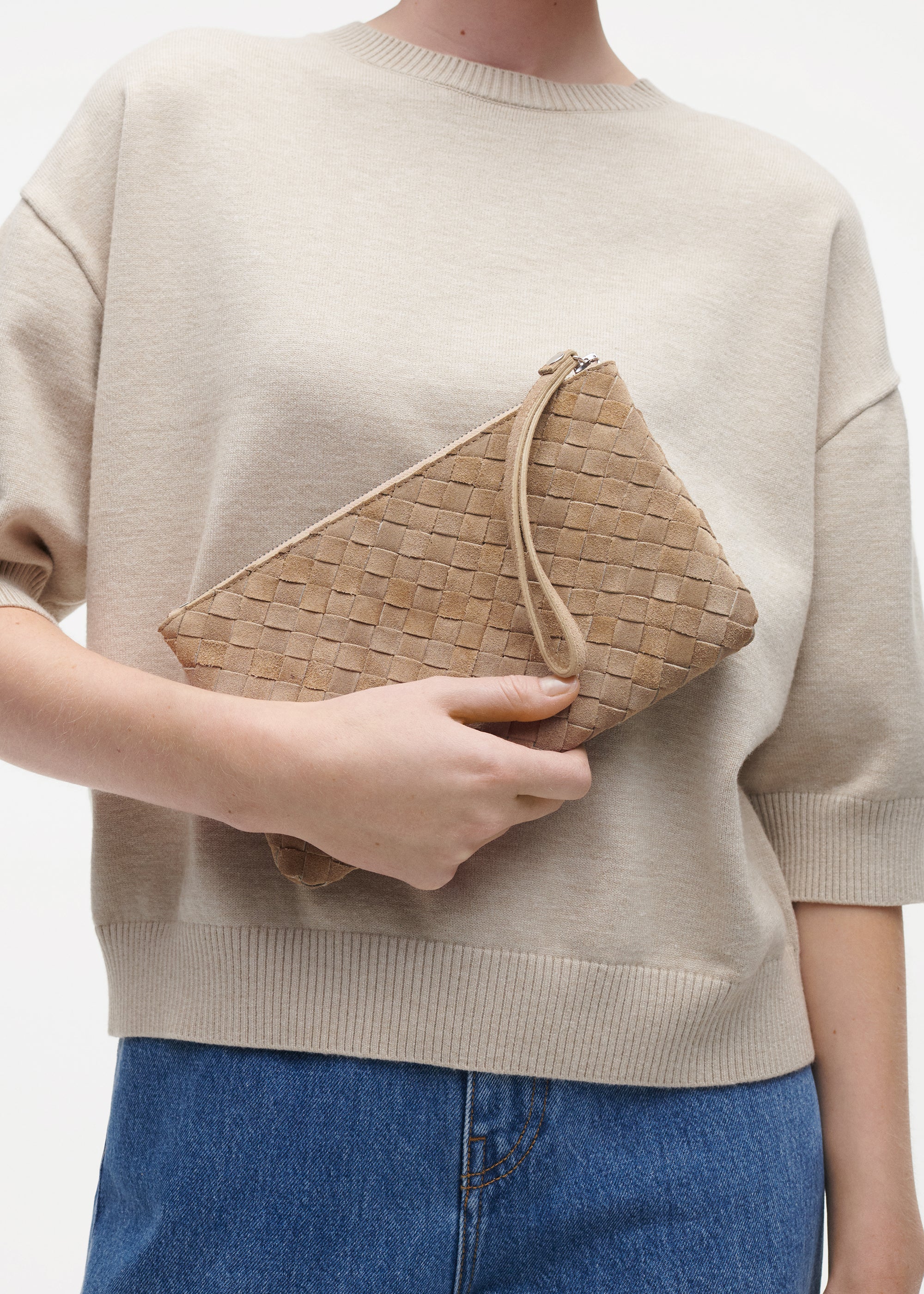 LIA Woven Gritty Suede Clutch