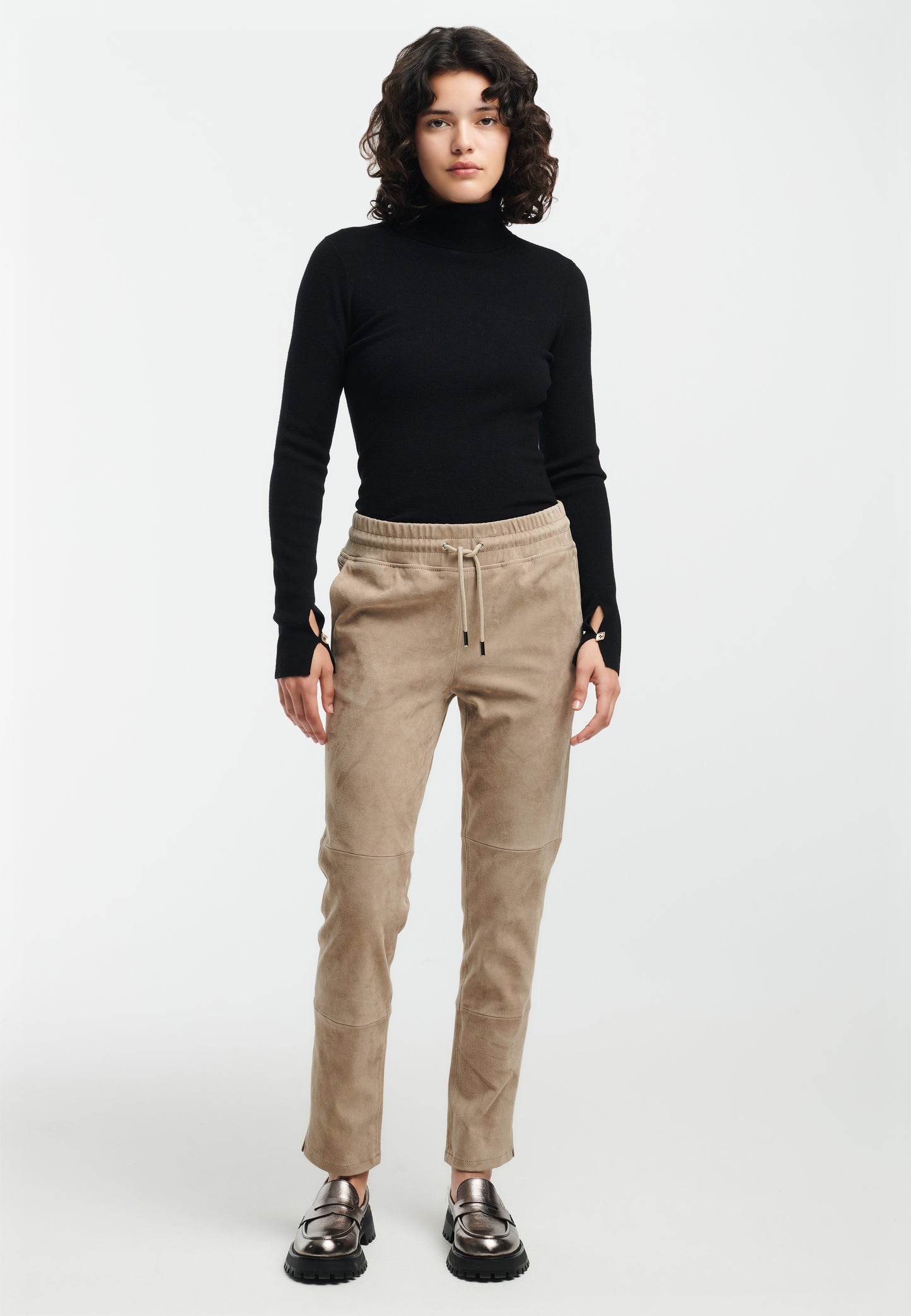 NAOMI Slim Fit Suede Trousers