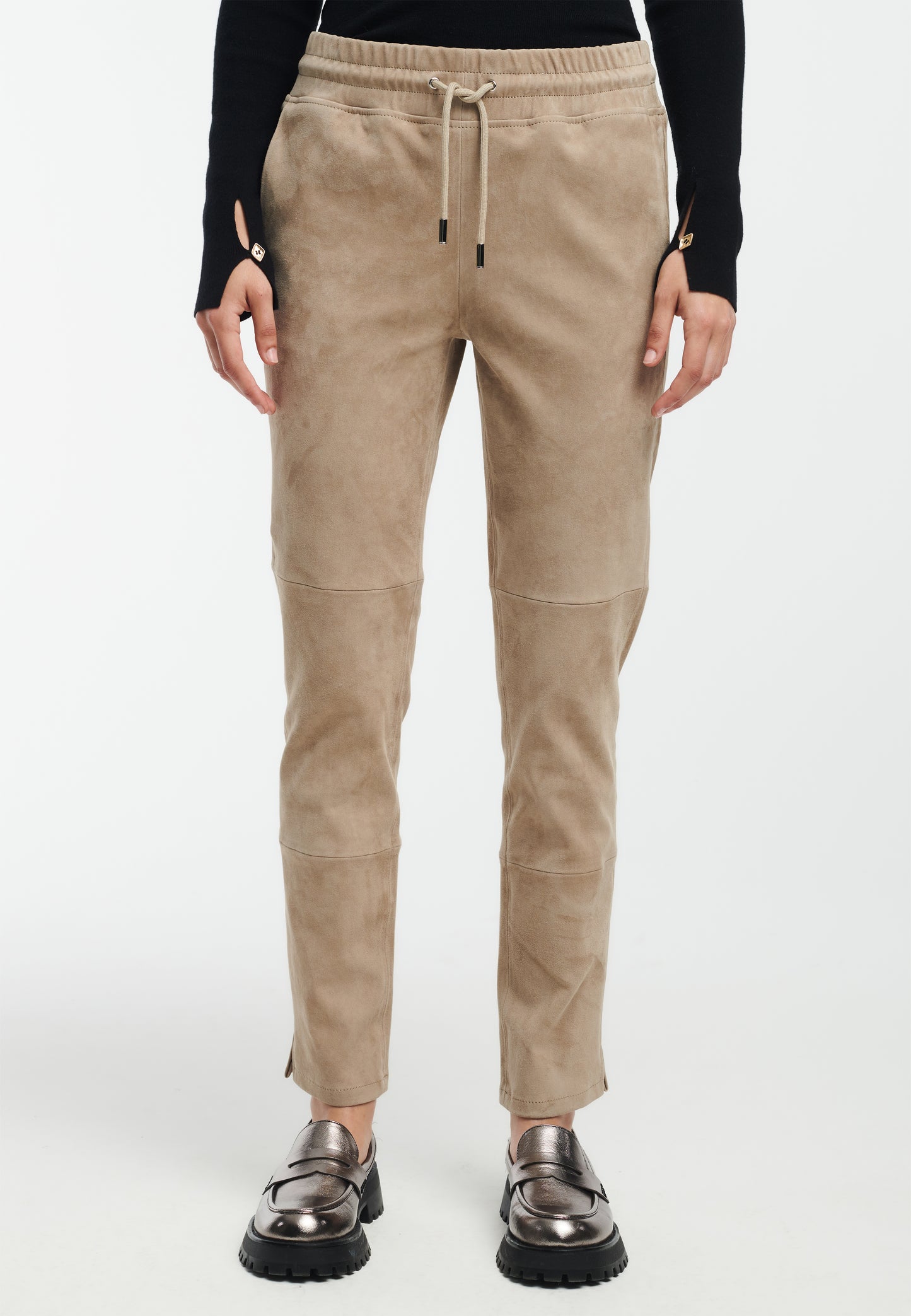 NAOMI Slim Fit Suede Trousers