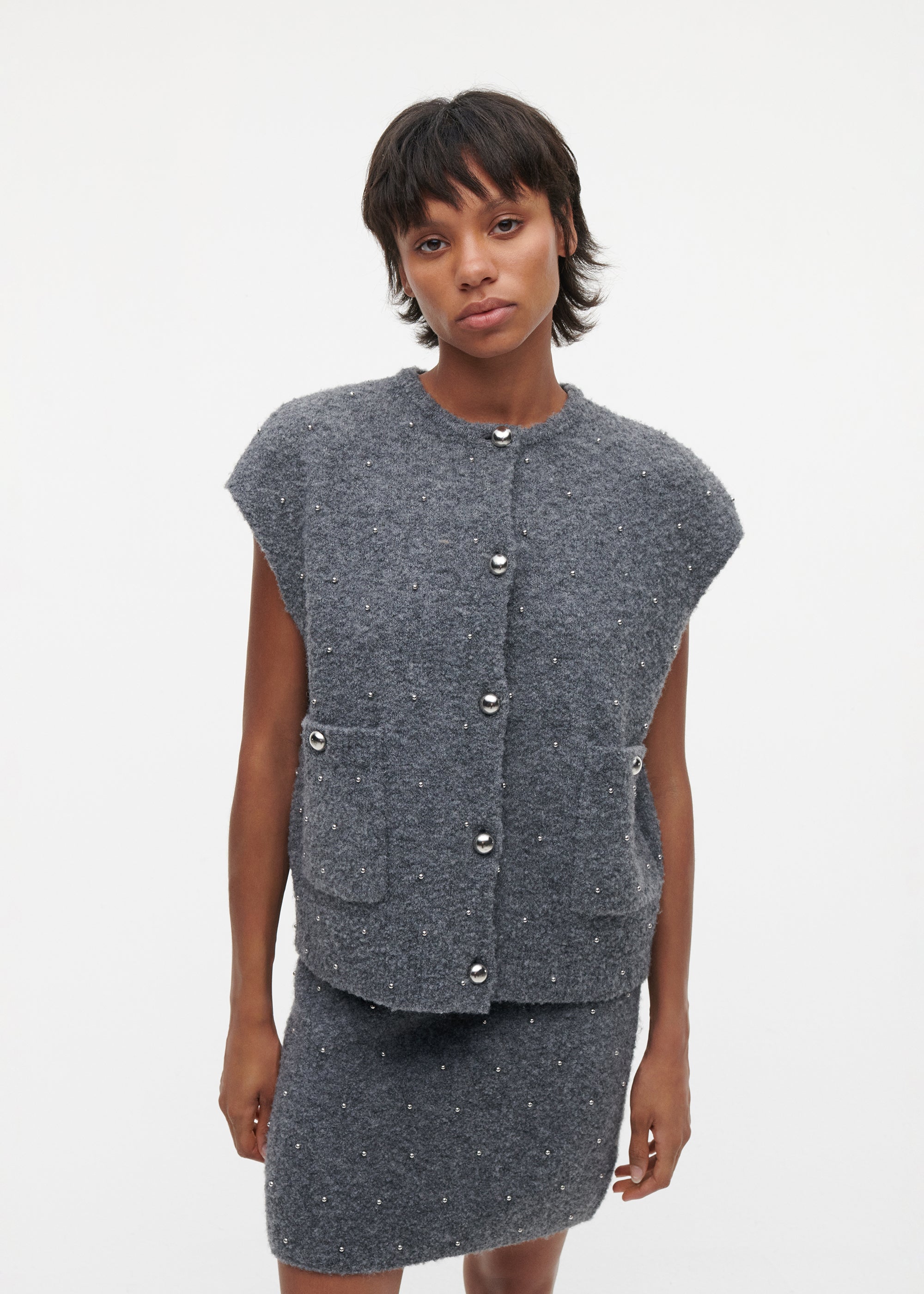 IDONY Knitted Bouclé Gilet