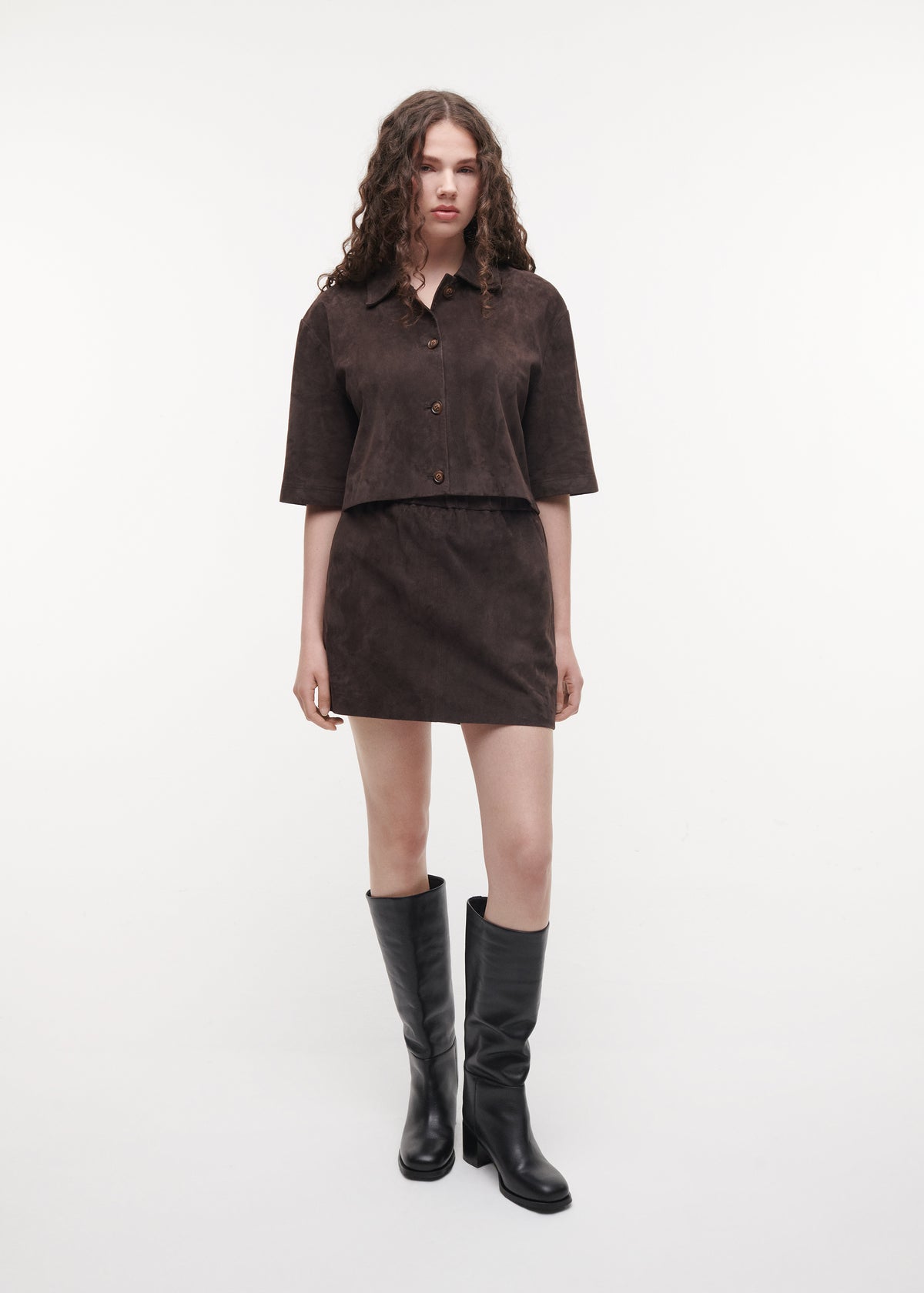 SAIDY Suede Mini Skirt | Espresso