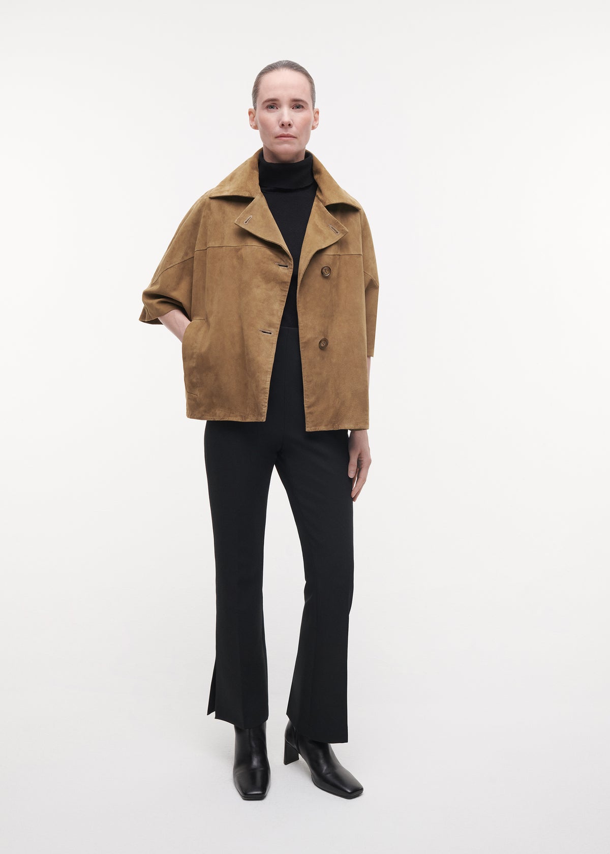 CLARA Suede Jas | Olive
