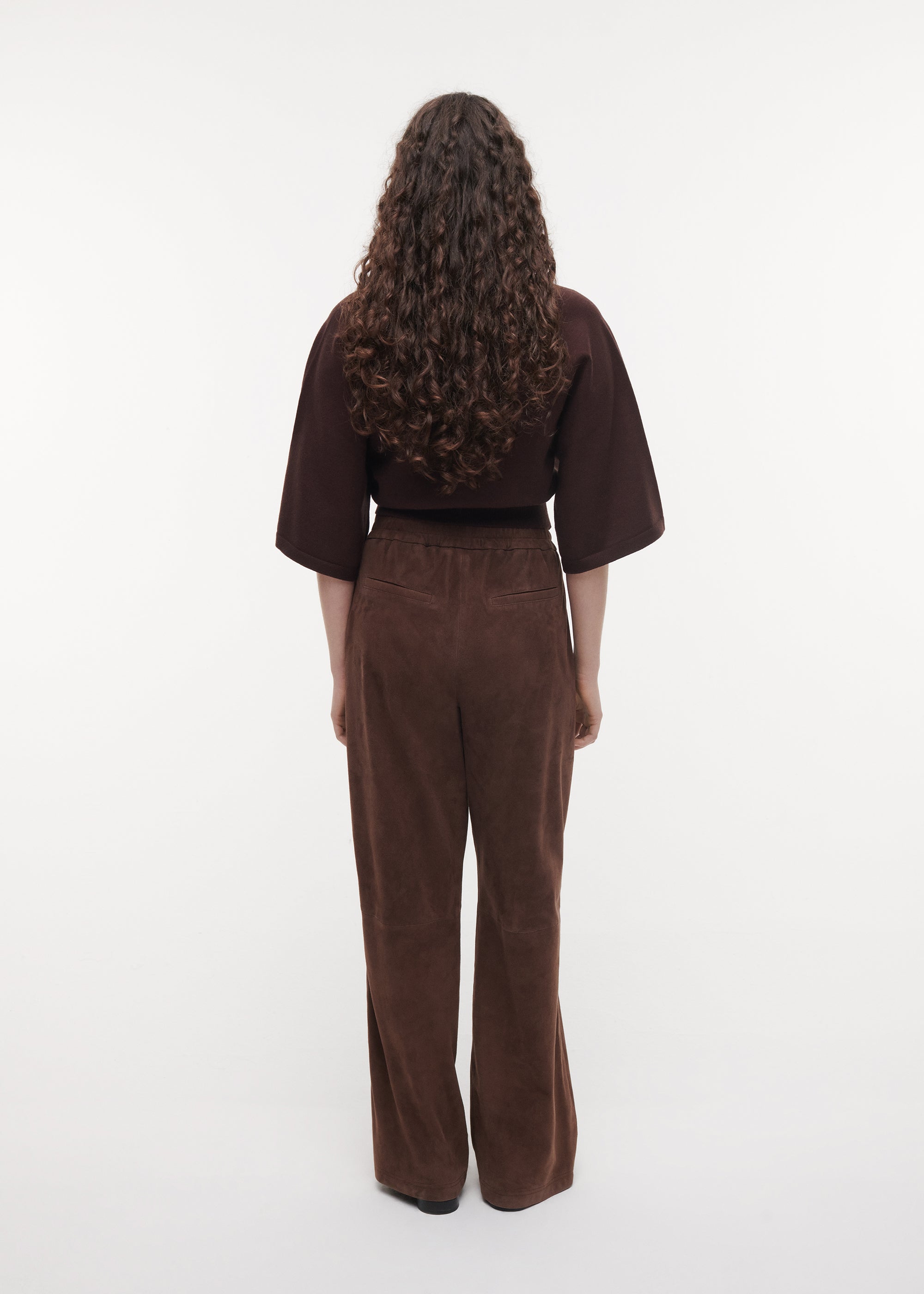 DAVINA Suede Straight Leg Trouser | Cacao
