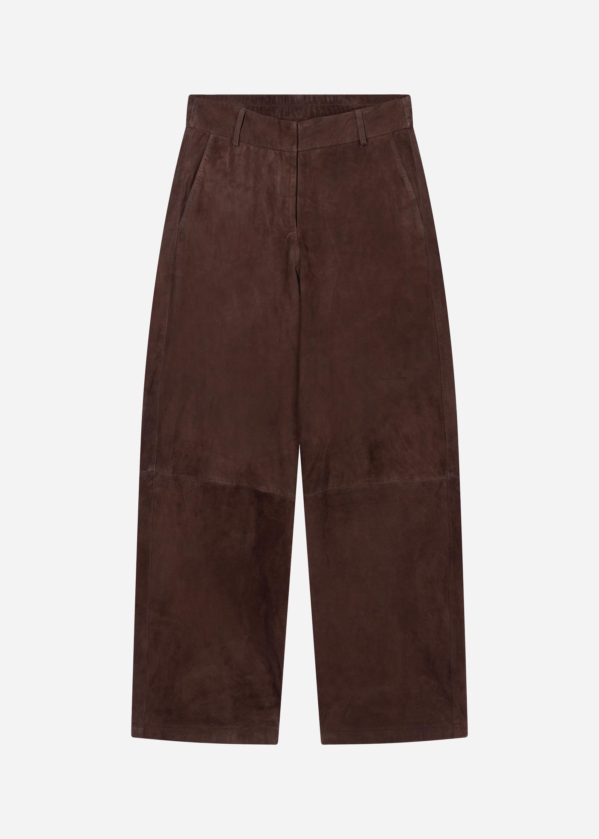 DAVINA Suede Straight Leg Trouser | Cacao