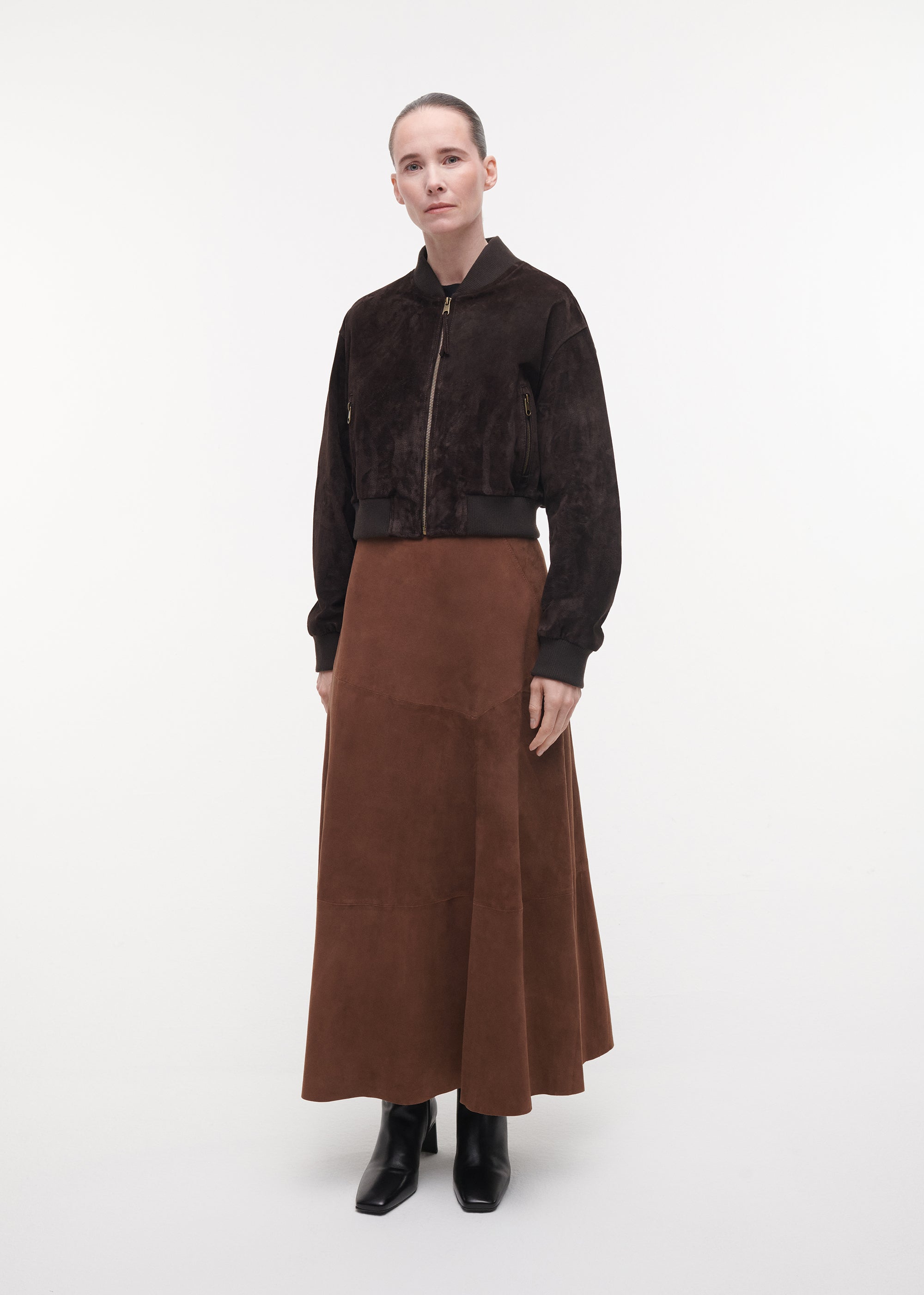 HELENA Suede Midi Skirt | Mocha