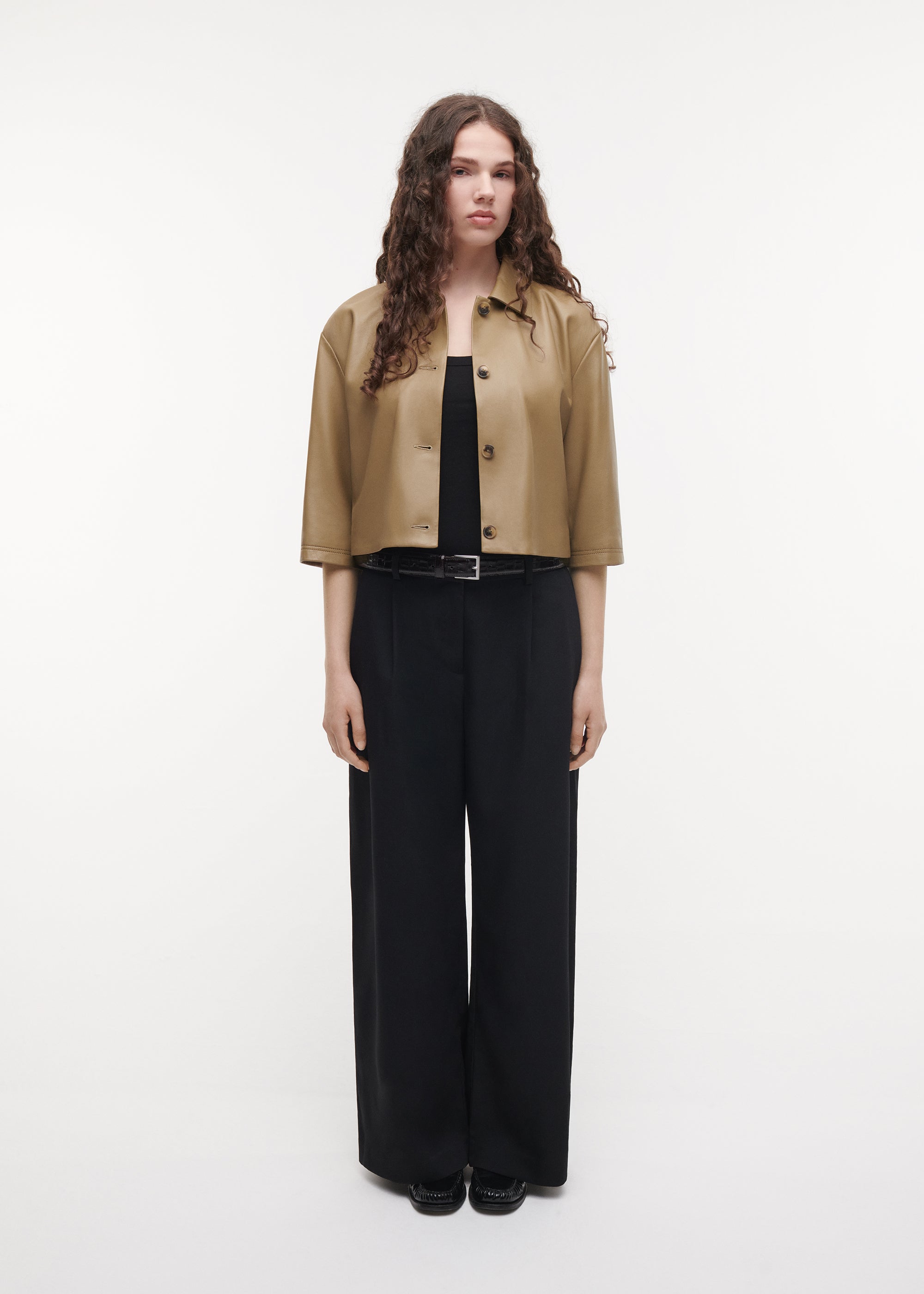 HOLLIS Leather Top | Olive