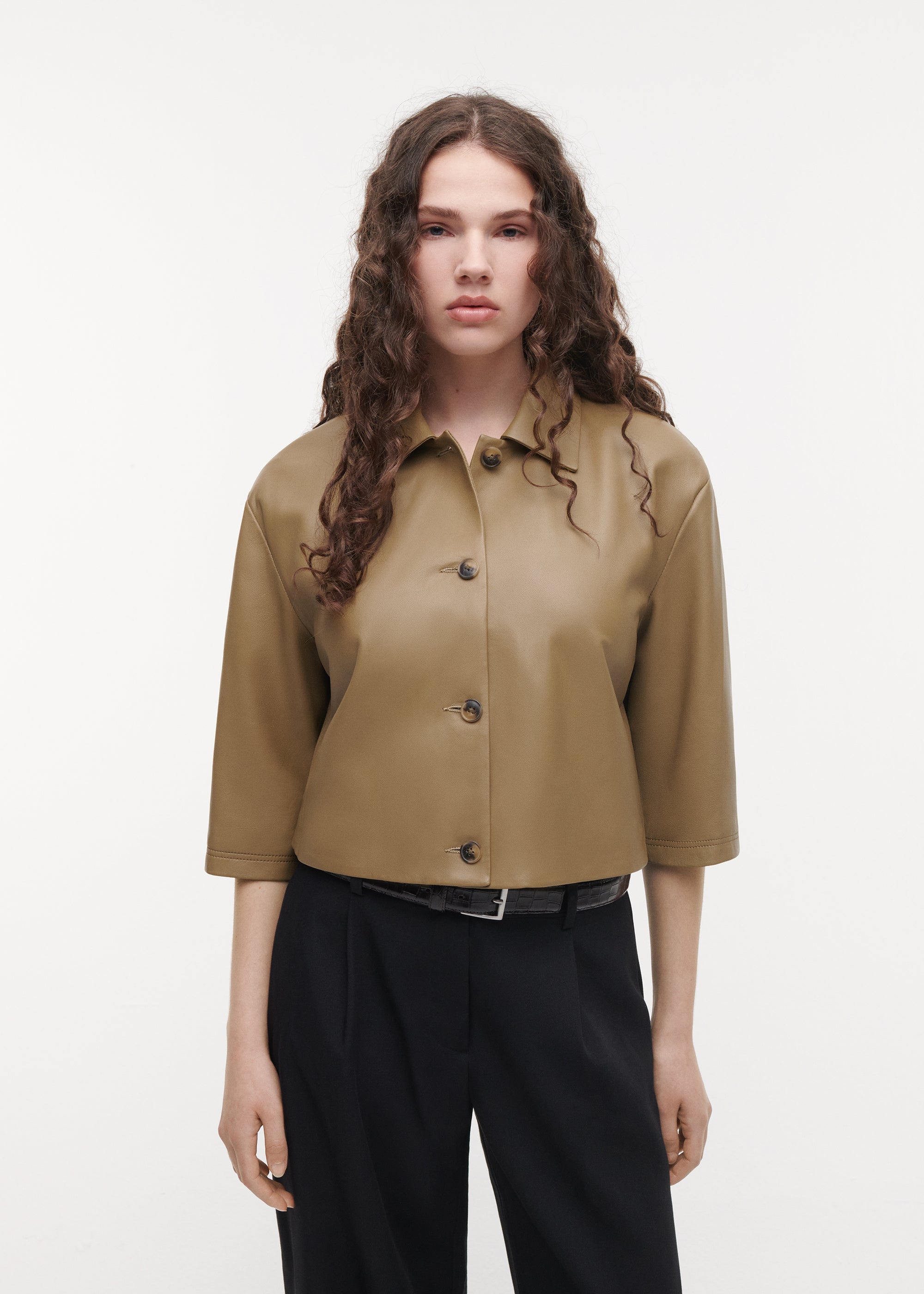 HOLLIS Leather Top | Olive
