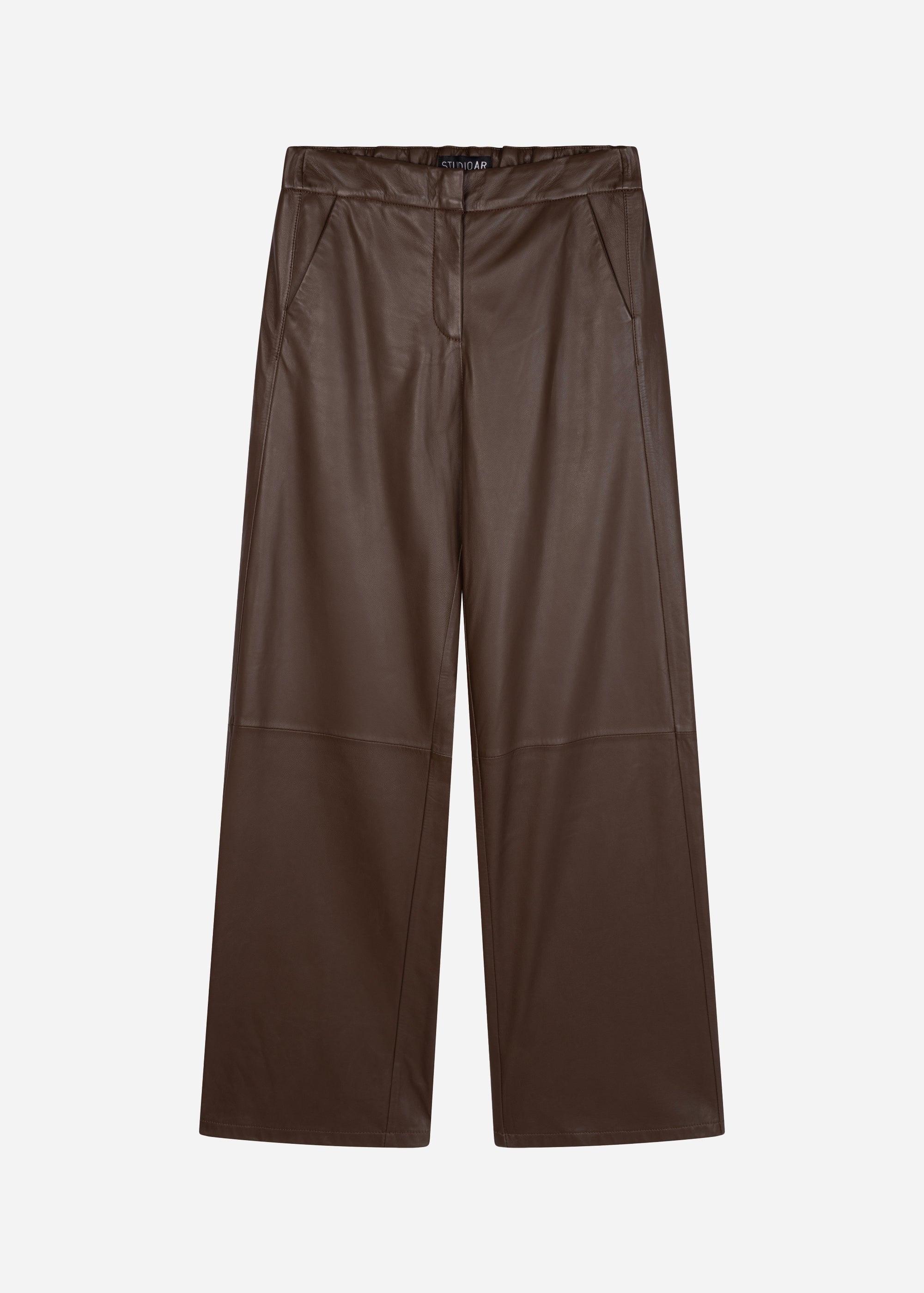 DAVINA Leather Straight Trousers | Cacao