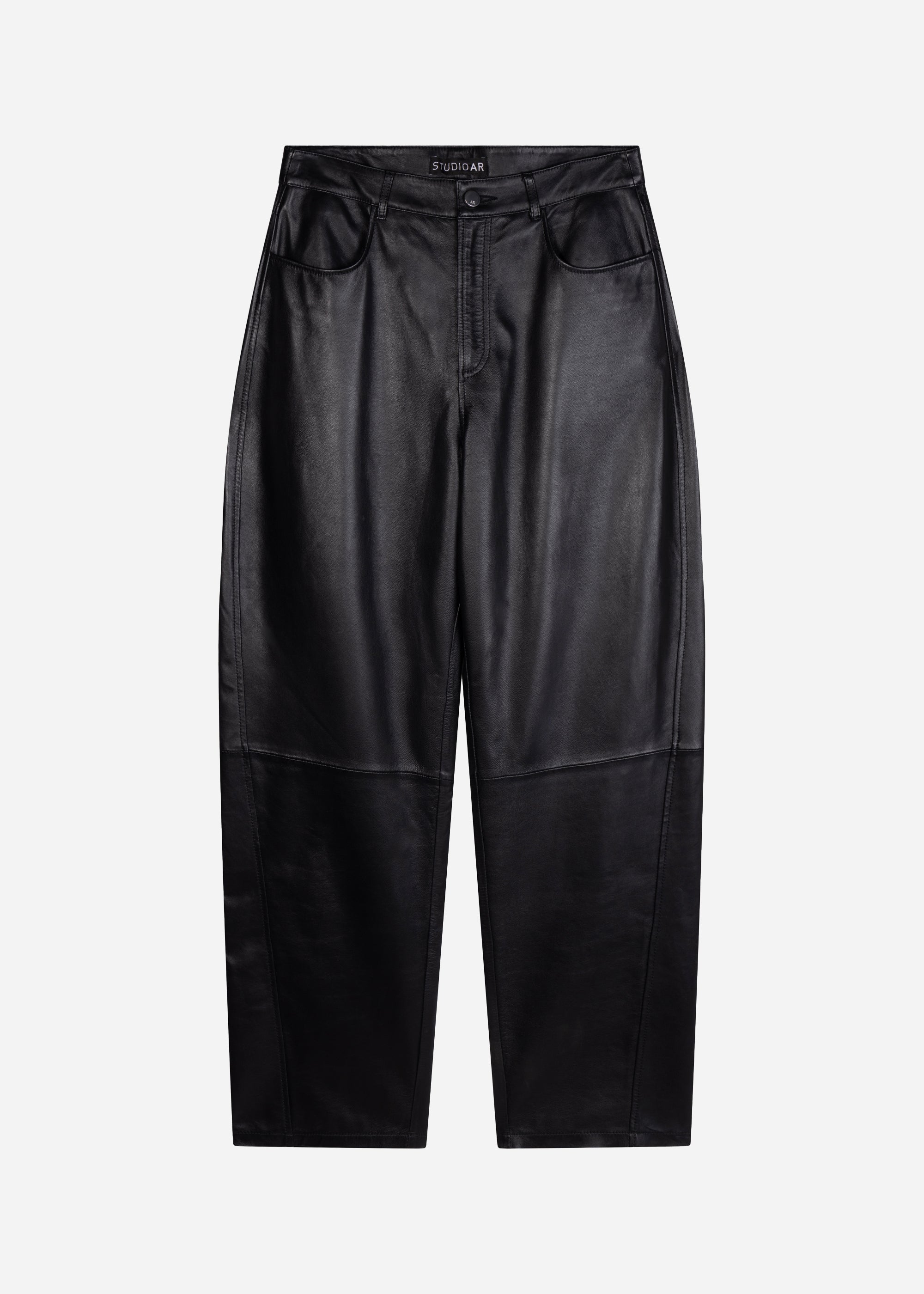 AILA Leather Barrel Trousers | Black