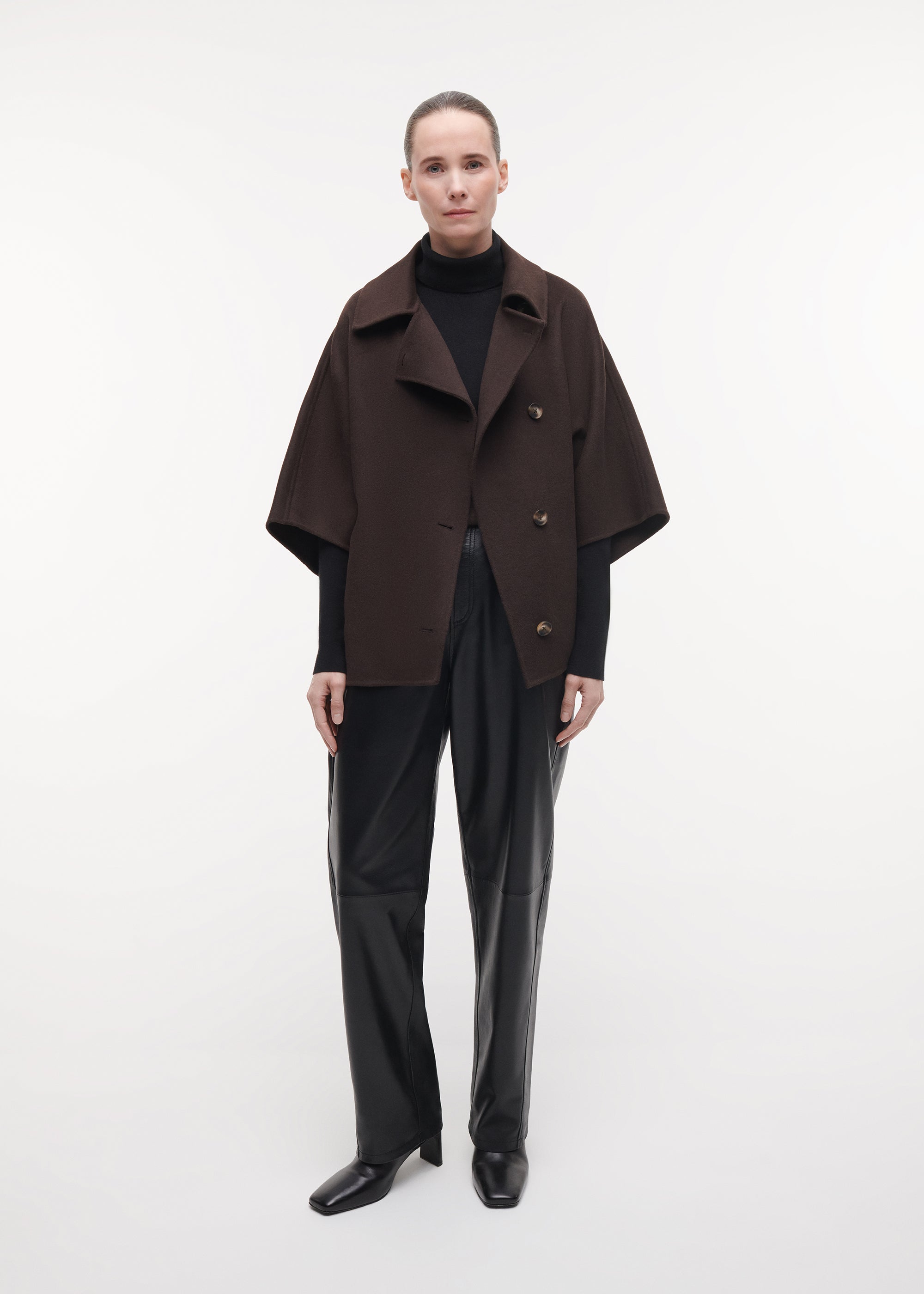 AVY Wollen Cape | Dark Brown