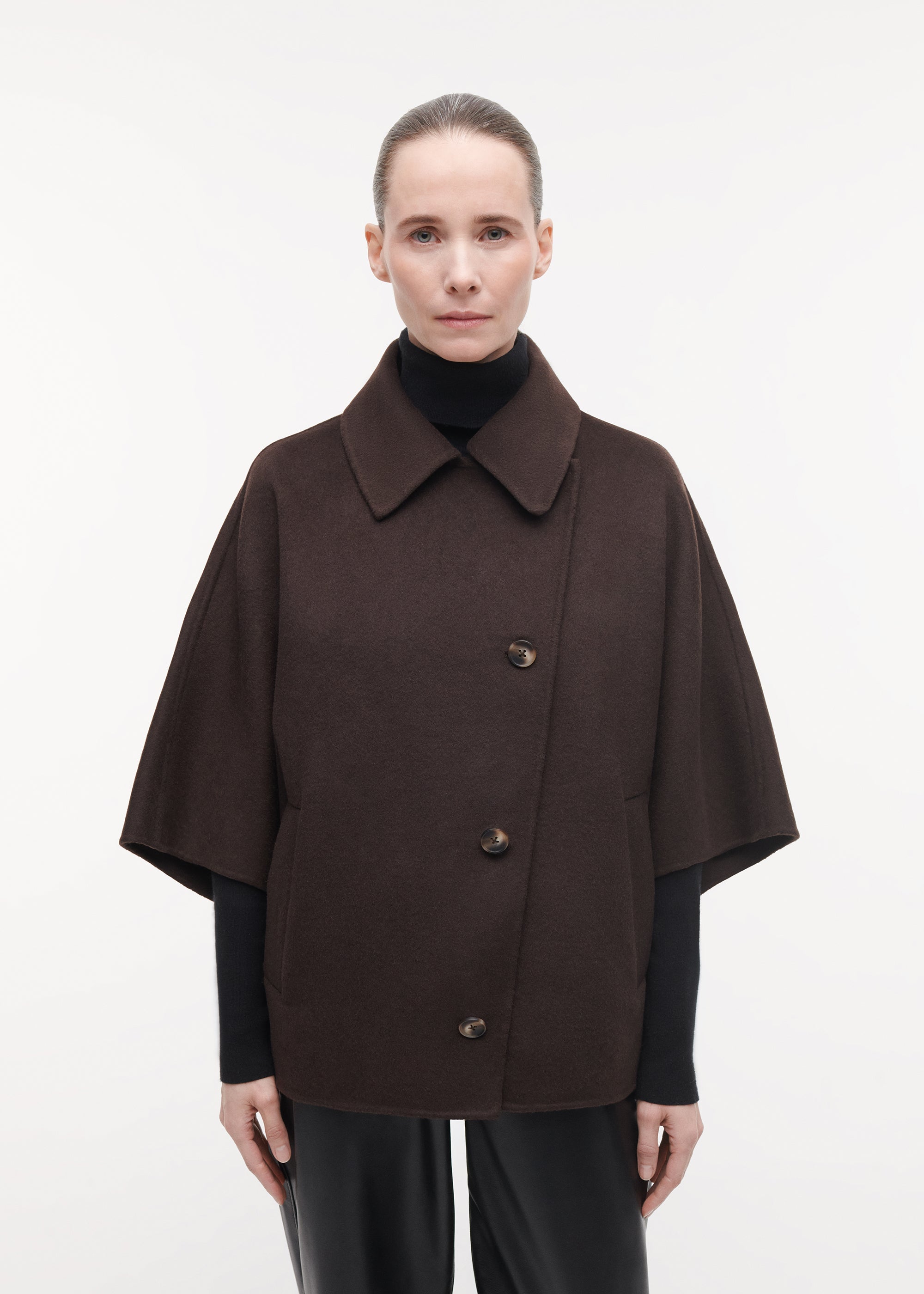 AVY Wollen Cape | Dark Brown
